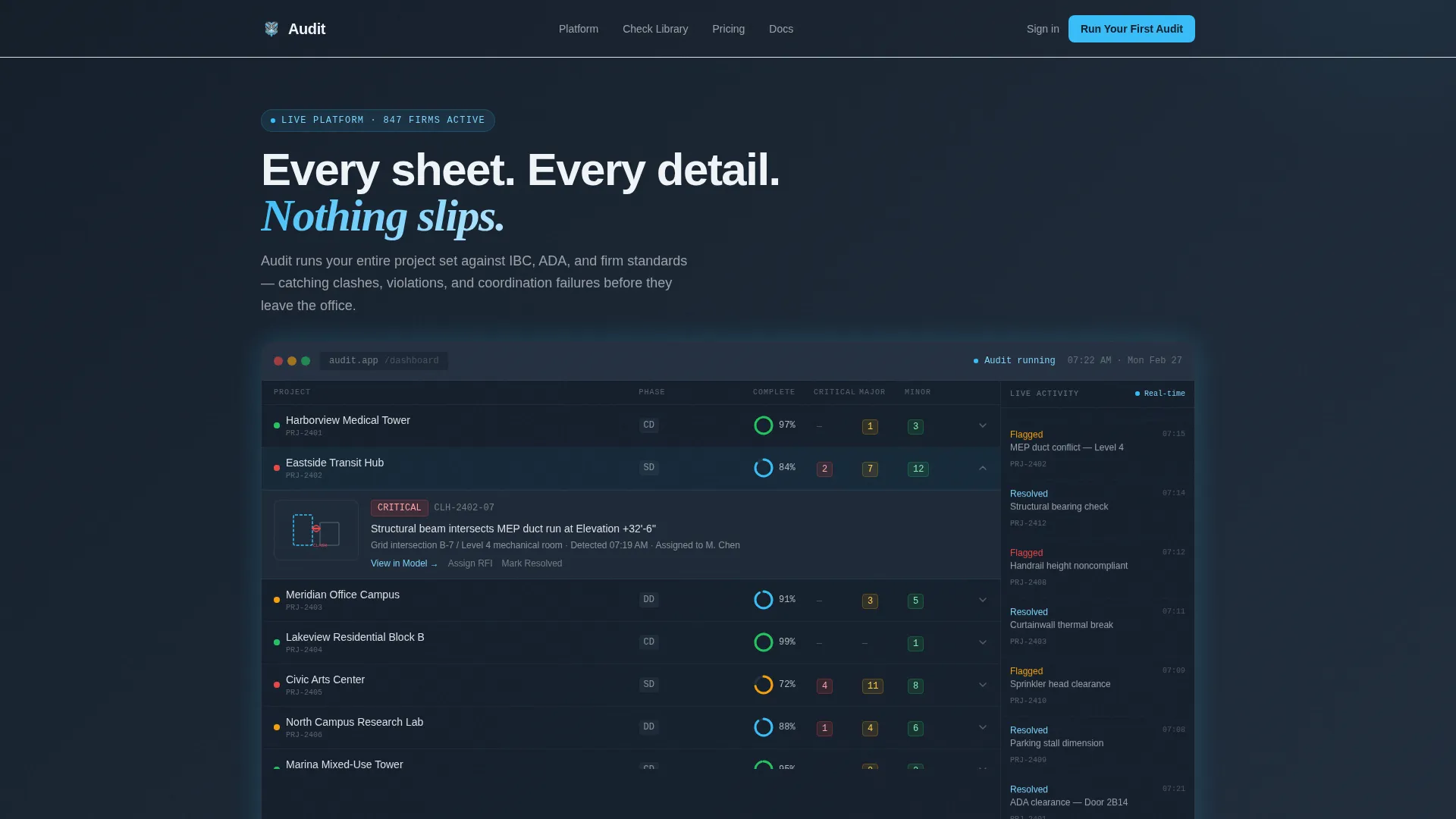 Architecture Firm Quality Management Landing Page