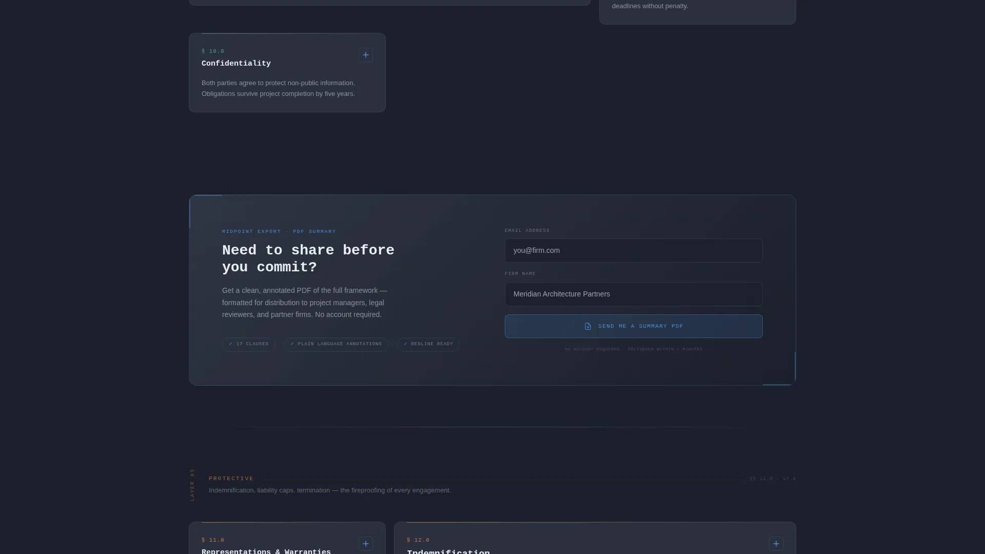 Architecture Firm Terms of Service Landing Page