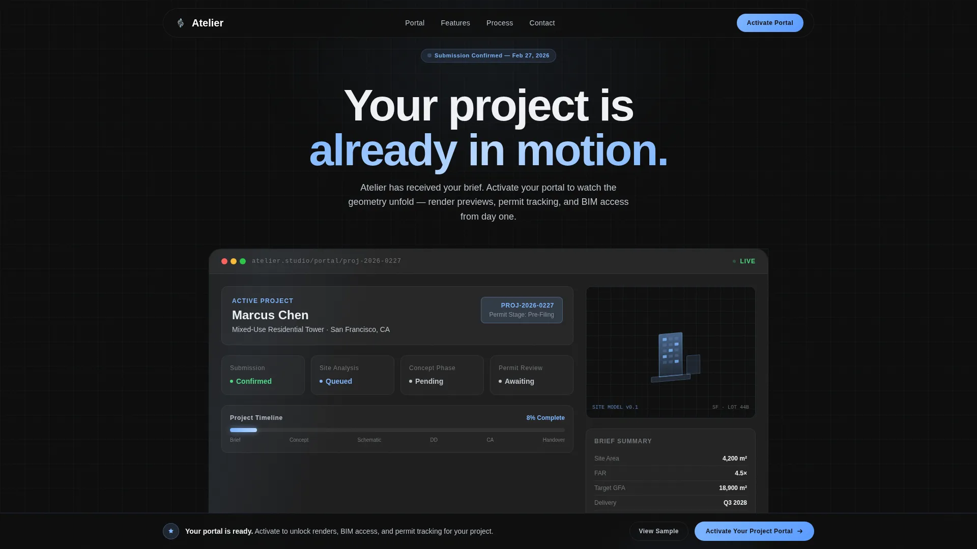 Glassmorphic Architecture Firm Thank You Landing Page