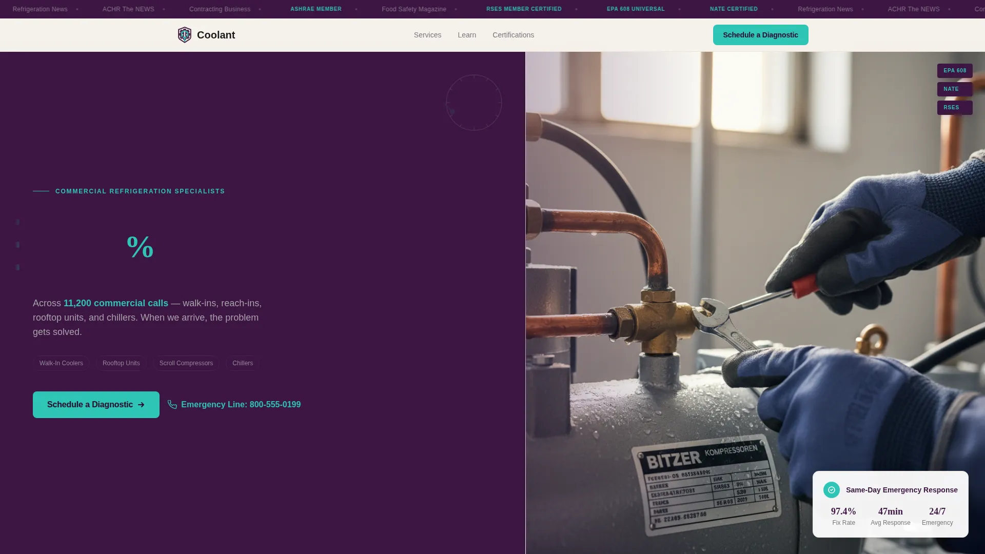 HVAC Refrigeration Mechanic Landing Page Template