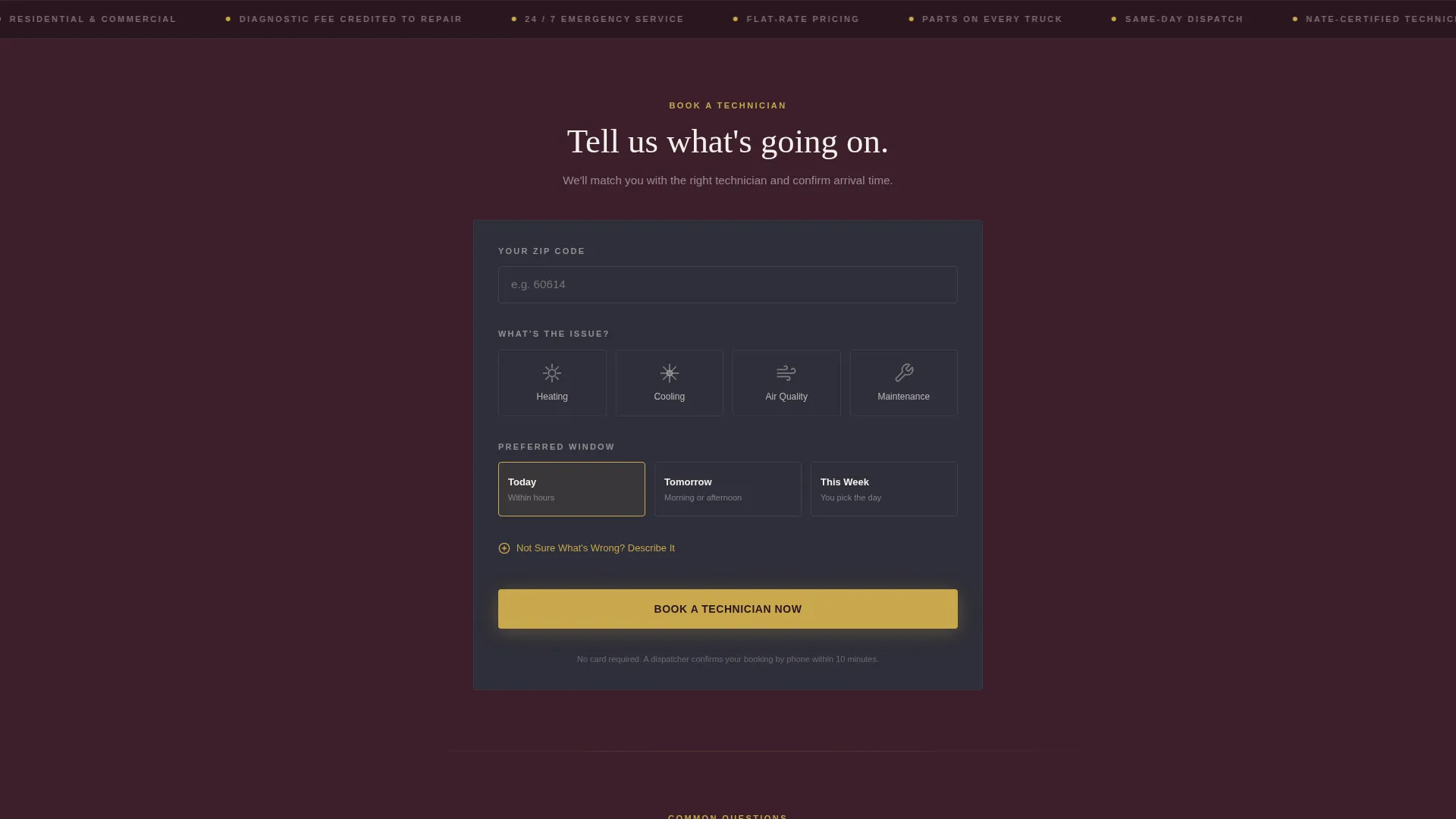 HVAC Technician Booking Website Template