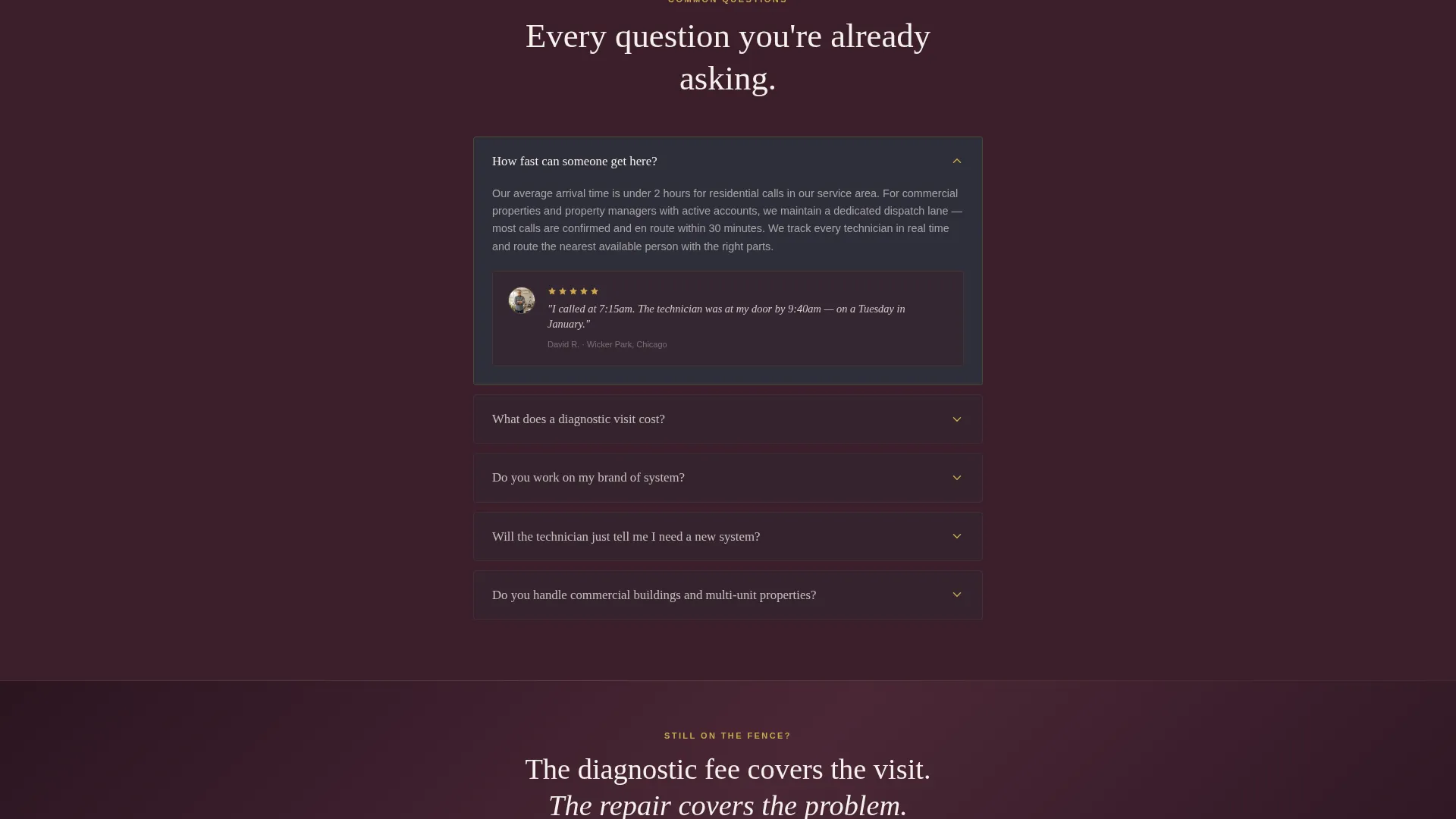 HVAC Technician Booking Website Template