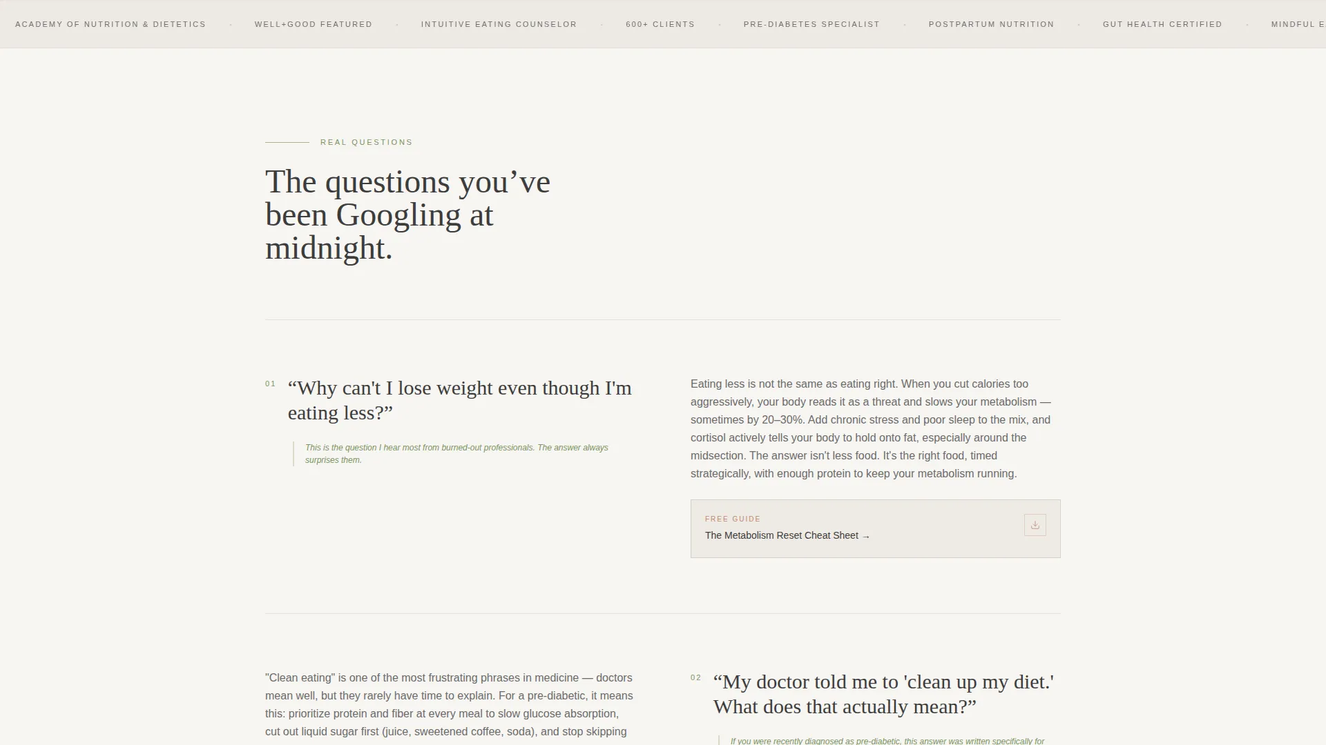 Health Coach FAQ Landing Page Template