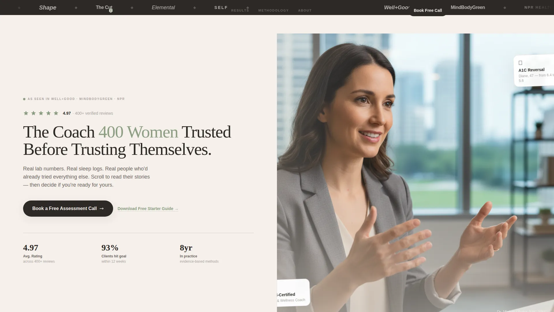 Health Coach Testimonials Landing Page Template