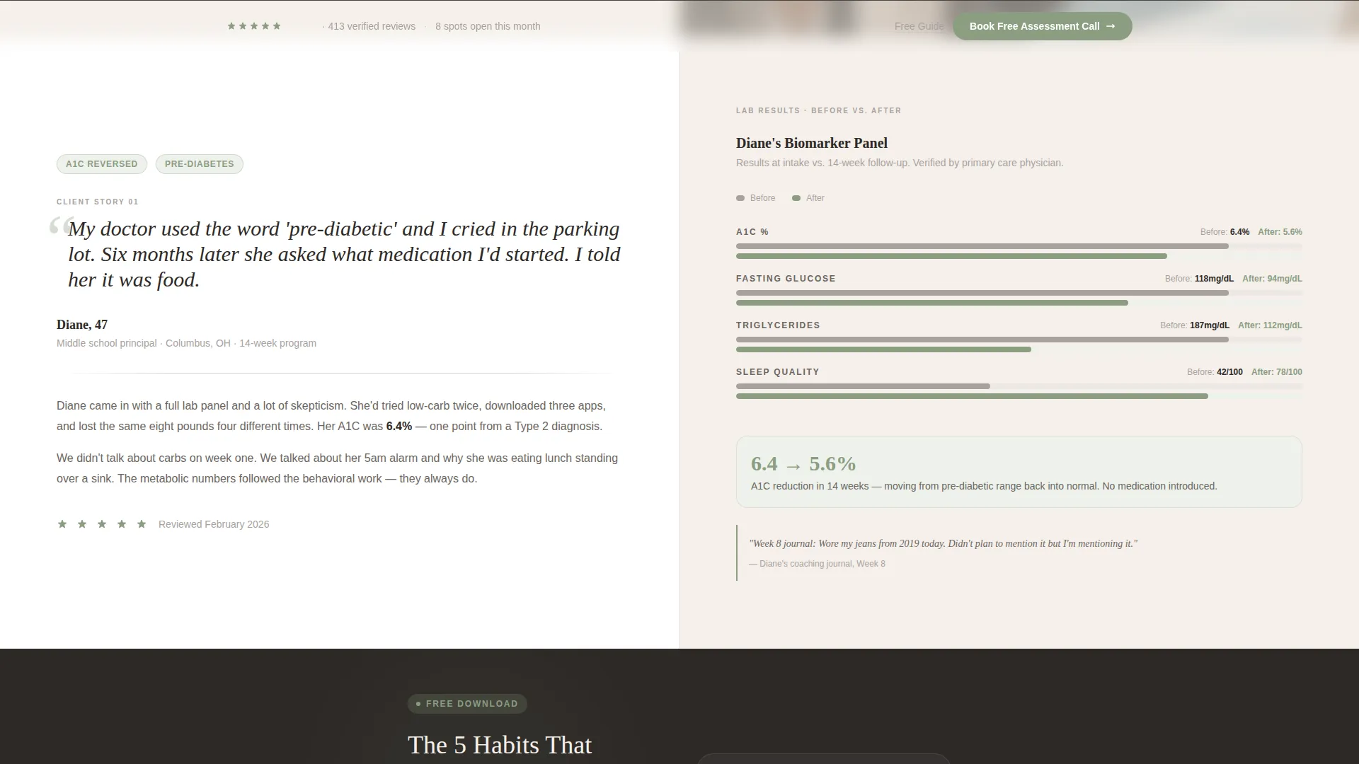Health Coach Testimonials Landing Page Template