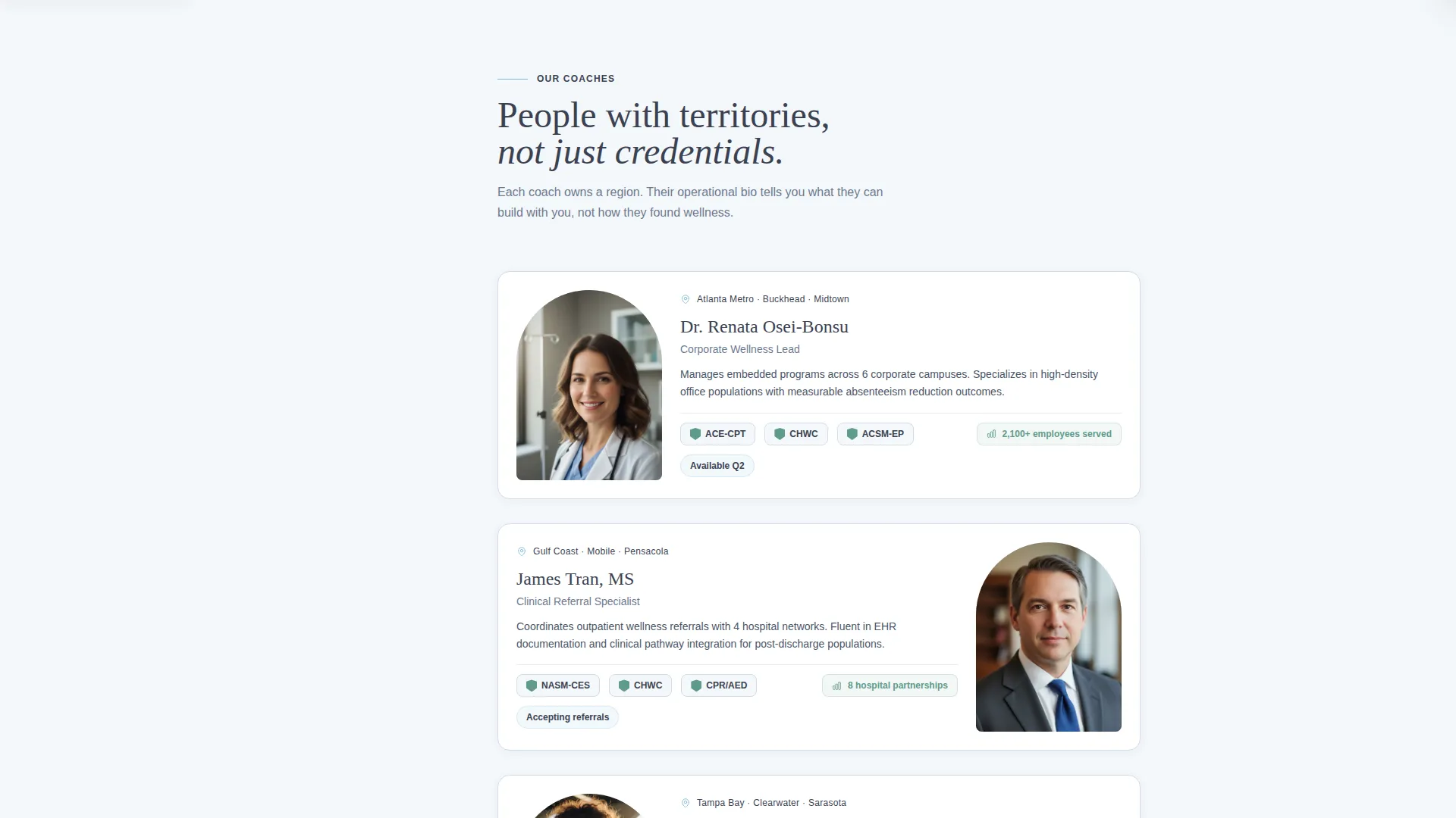 Health Coach Service Area & Location Landing Page
