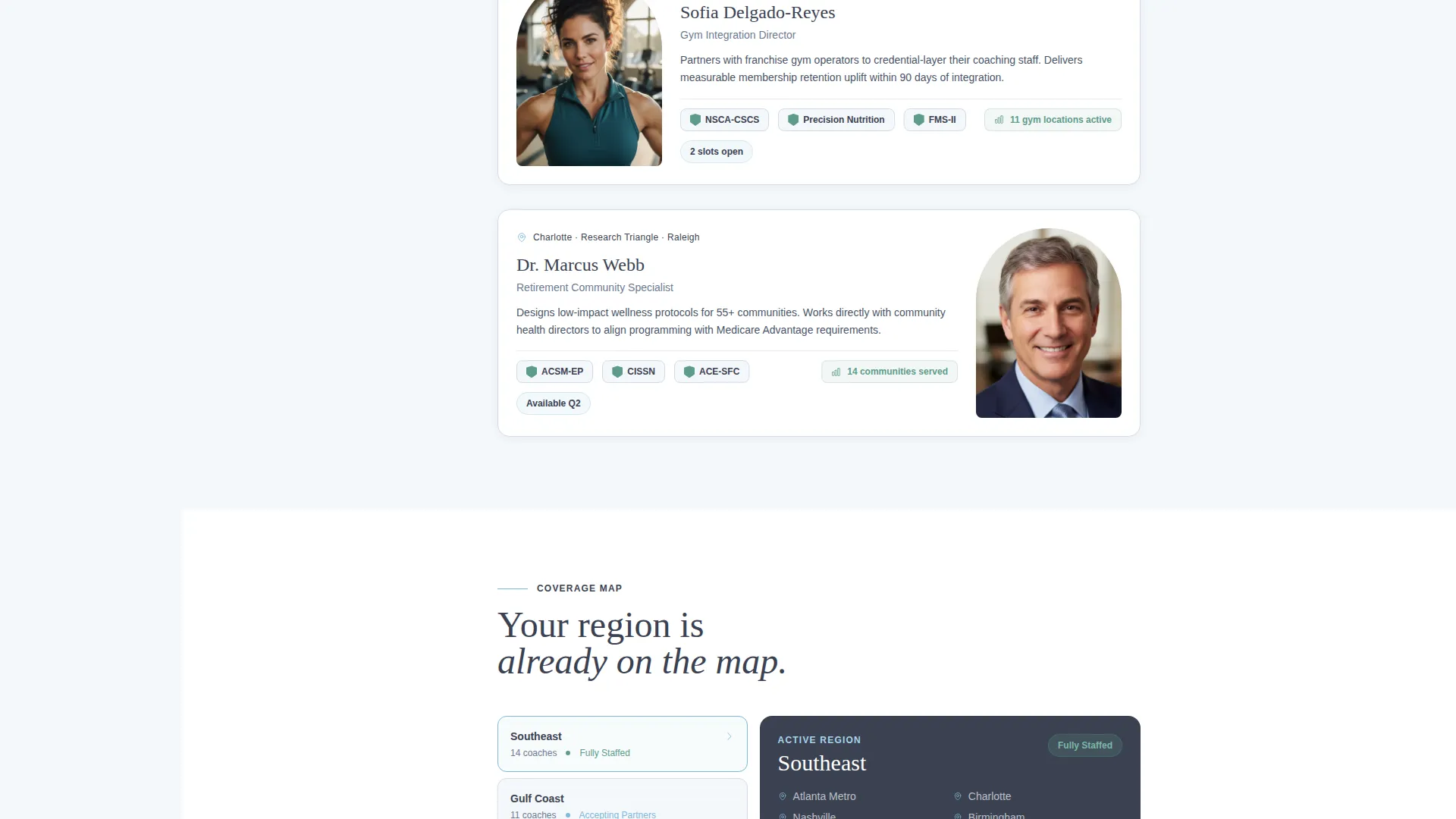 Health Coach Service Area & Location Landing Page
