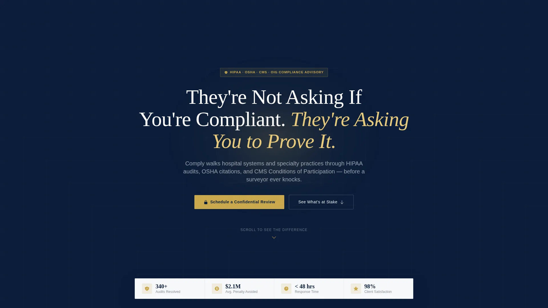 Healthcare Compliance Consultant Landing Page