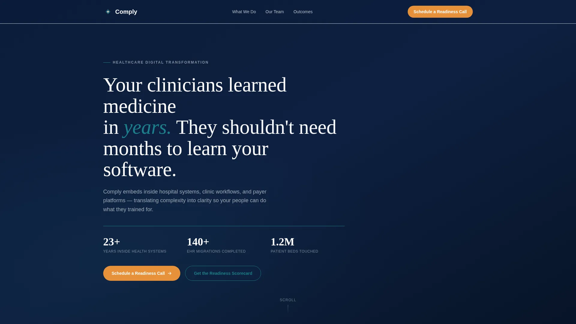 Healthcare Digital Transformation Consulting Landing Page