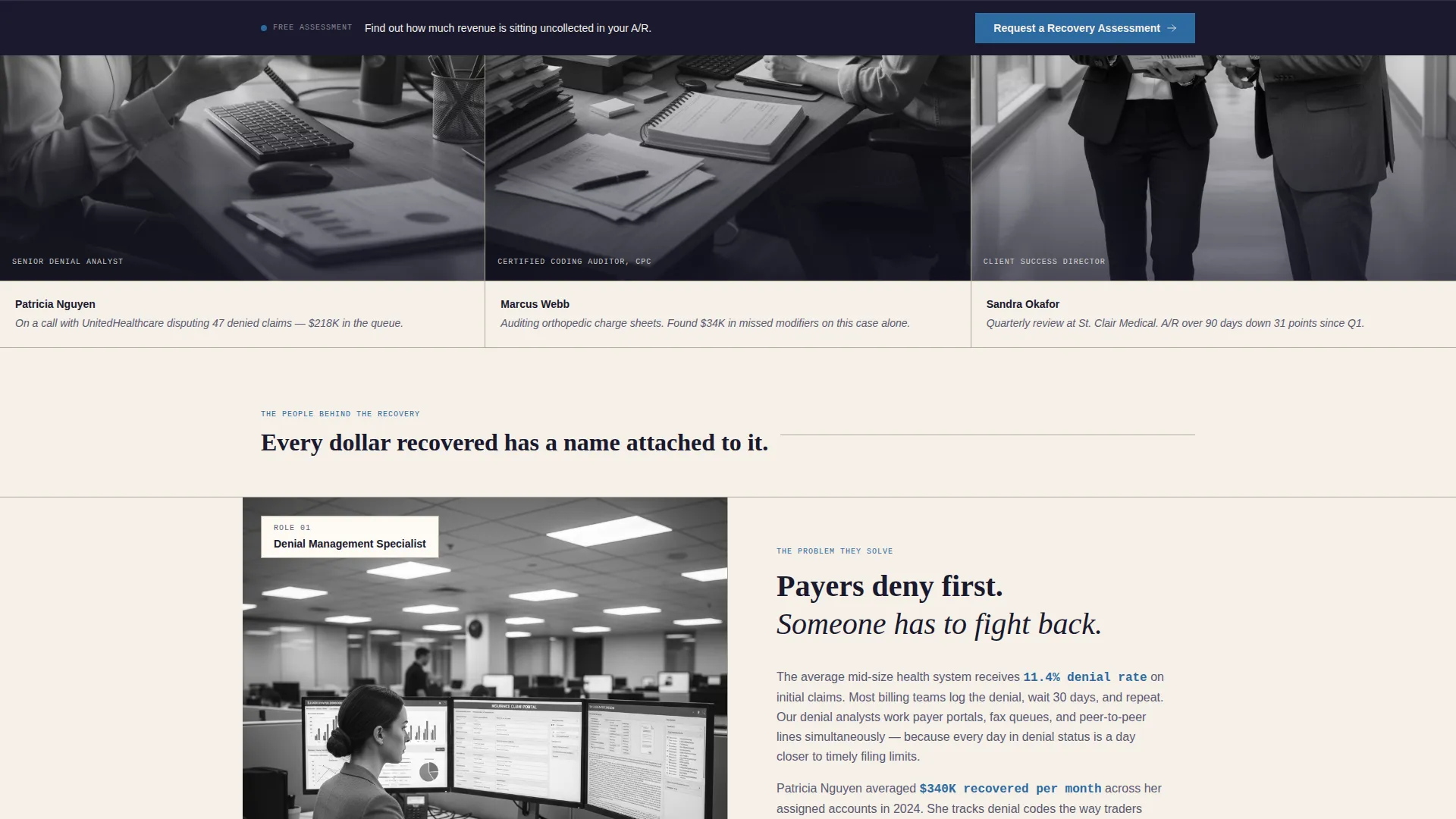 Healthcare Revenue Cycle Management Landing Page