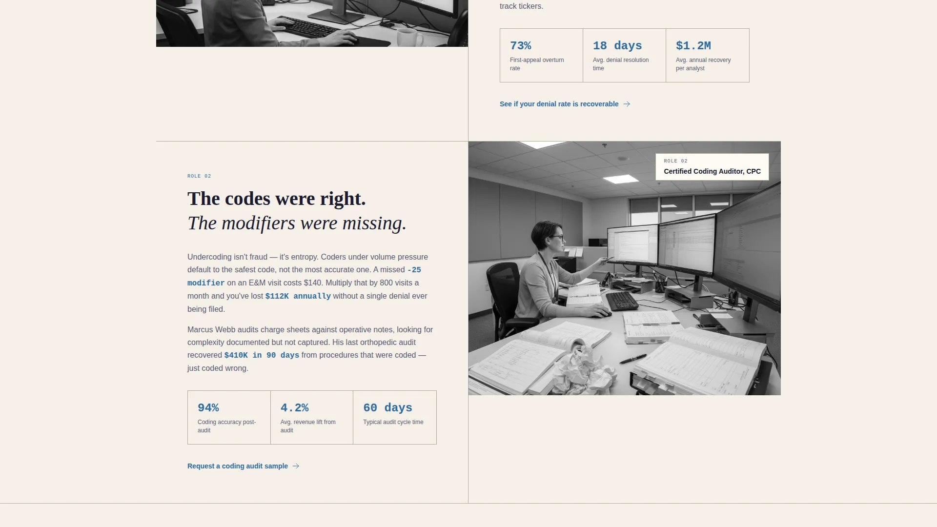 Healthcare Revenue Cycle Management Landing Page