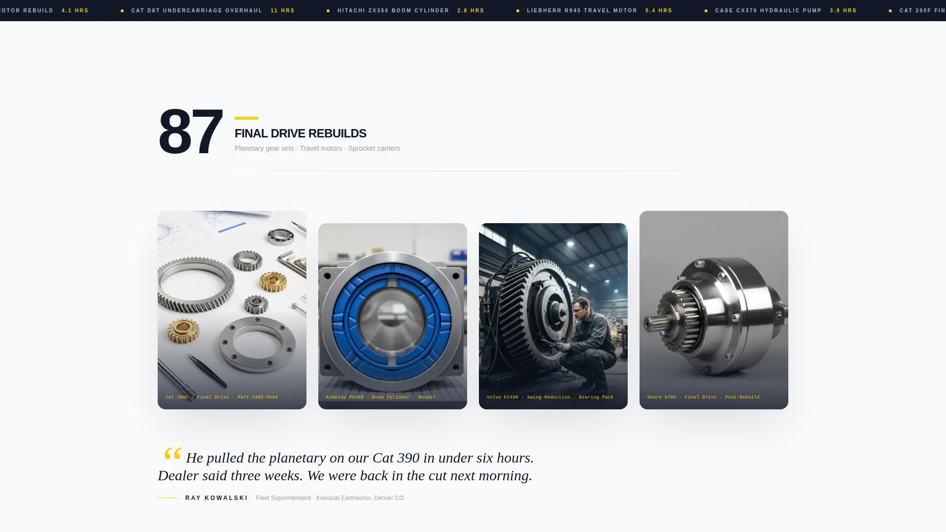 Heavy Equipment Mechanic Landing Page Template