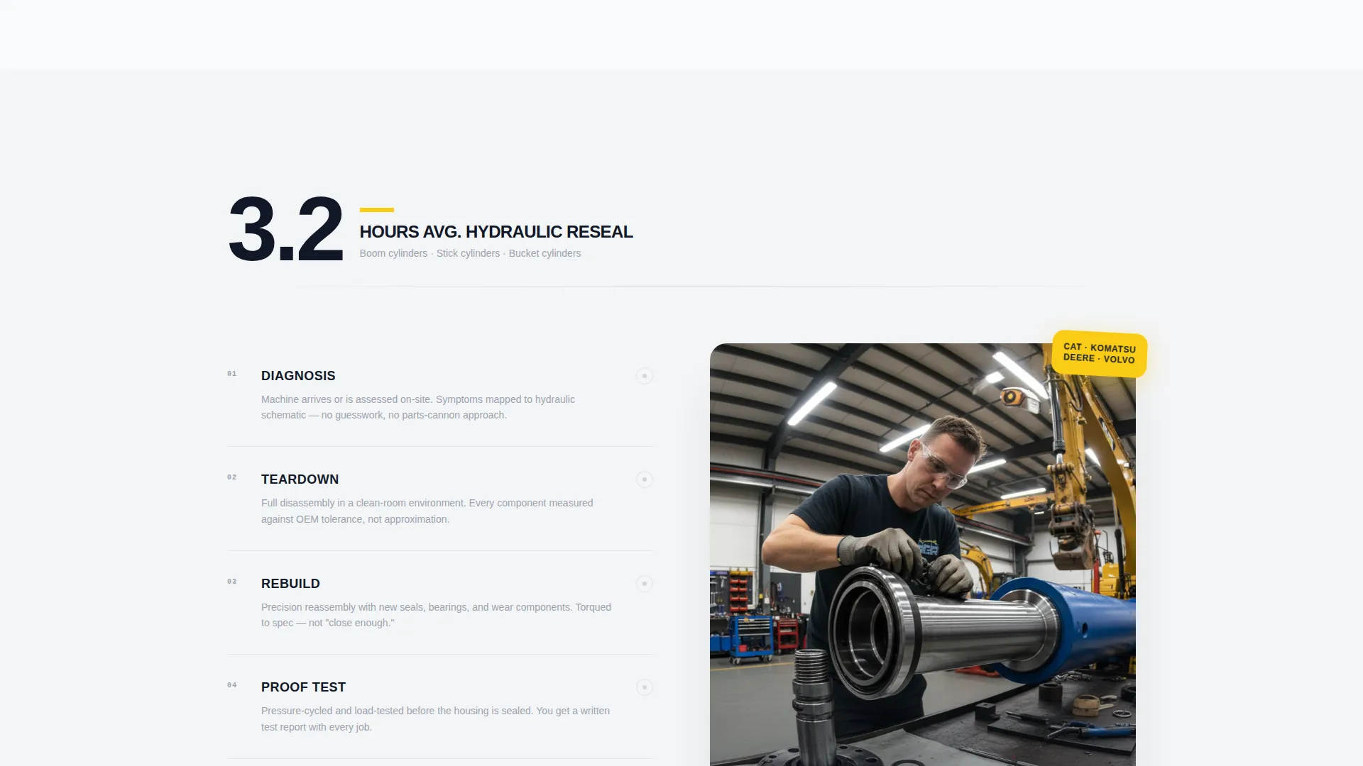 Heavy Equipment Mechanic Landing Page Template