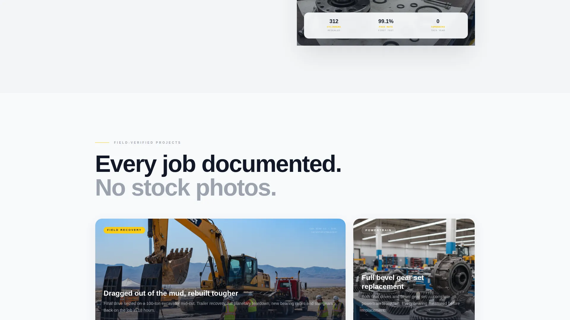 Heavy Equipment Mechanic Landing Page Template