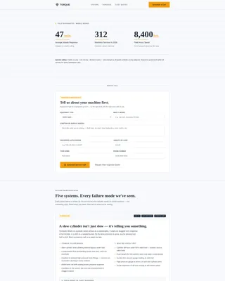 Heavy Equipment Mechanic Service Area Landing Page