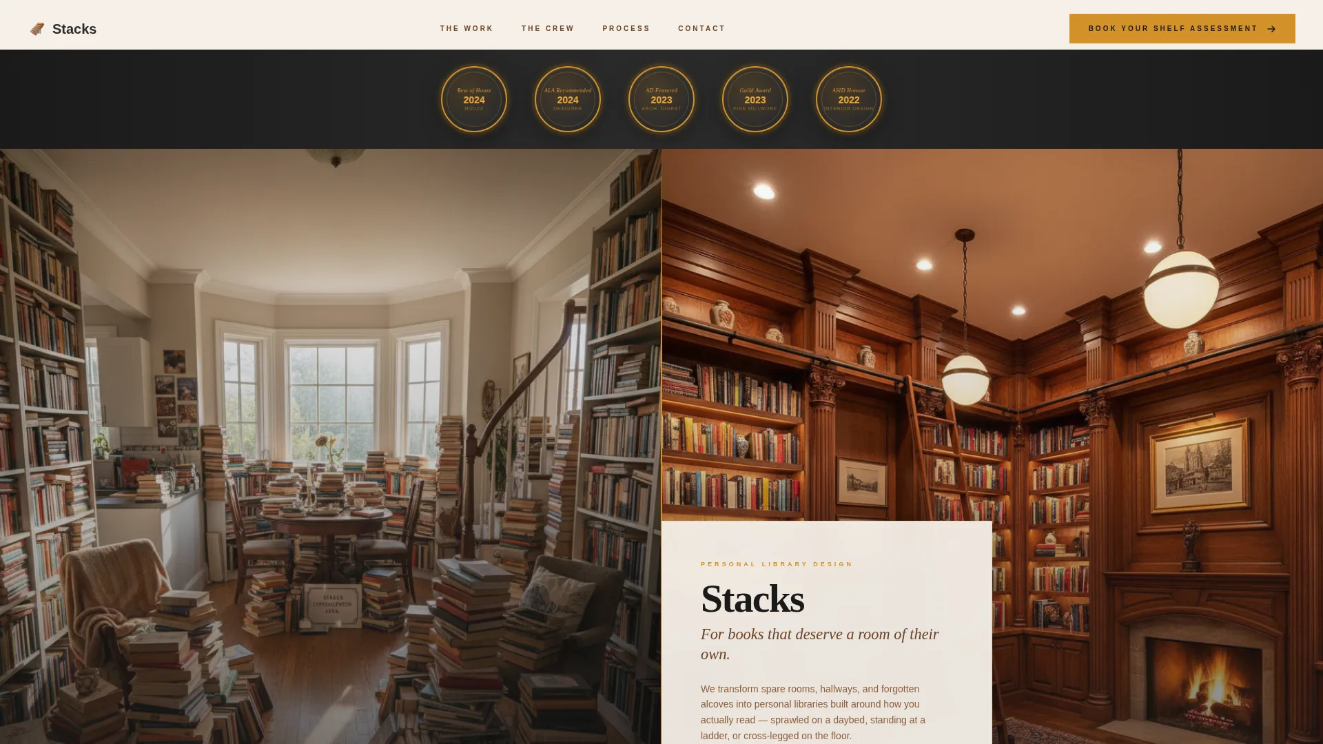 Home Library Design Consulting Landing Page