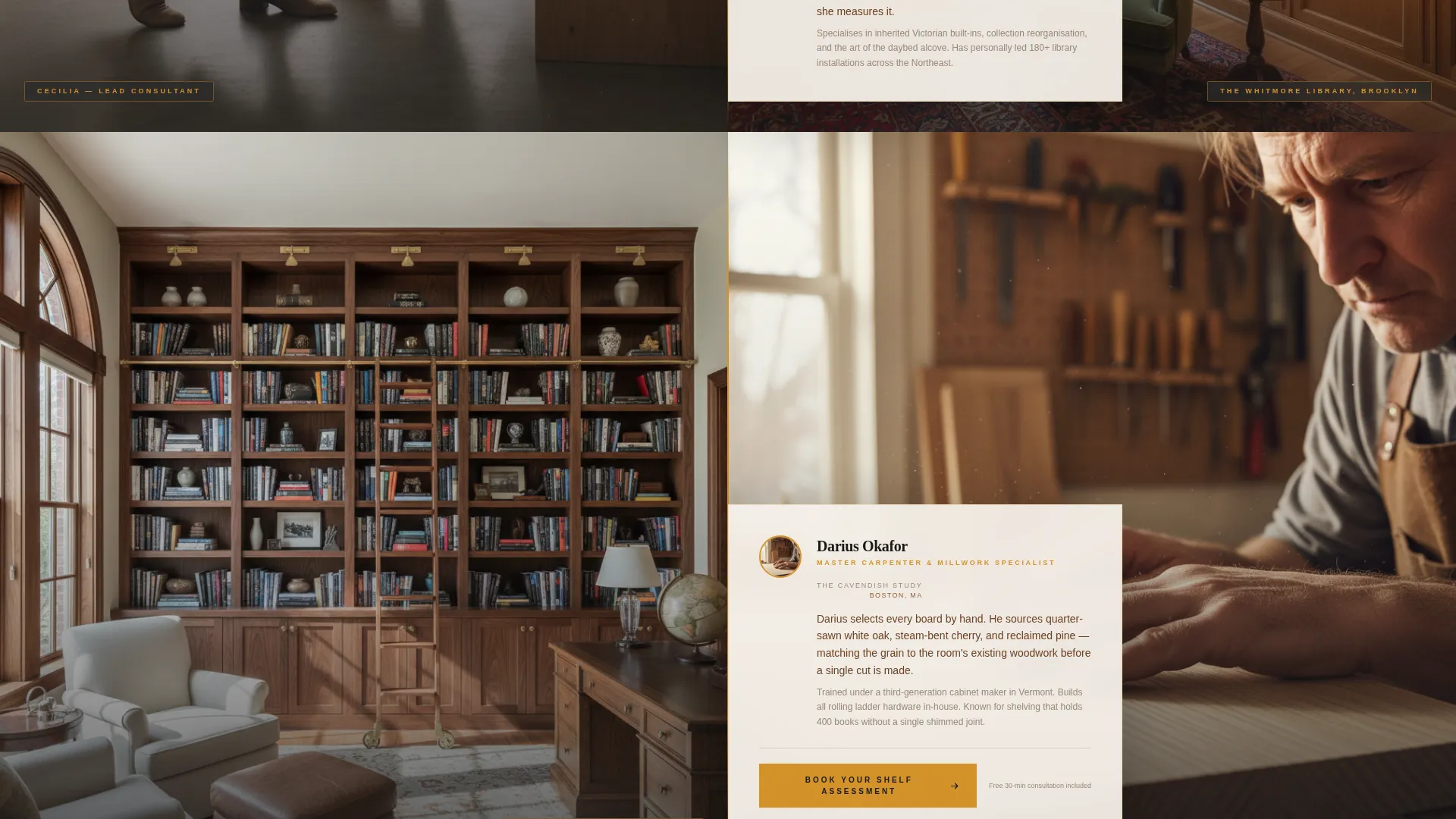 Home Library Design Consulting Landing Page