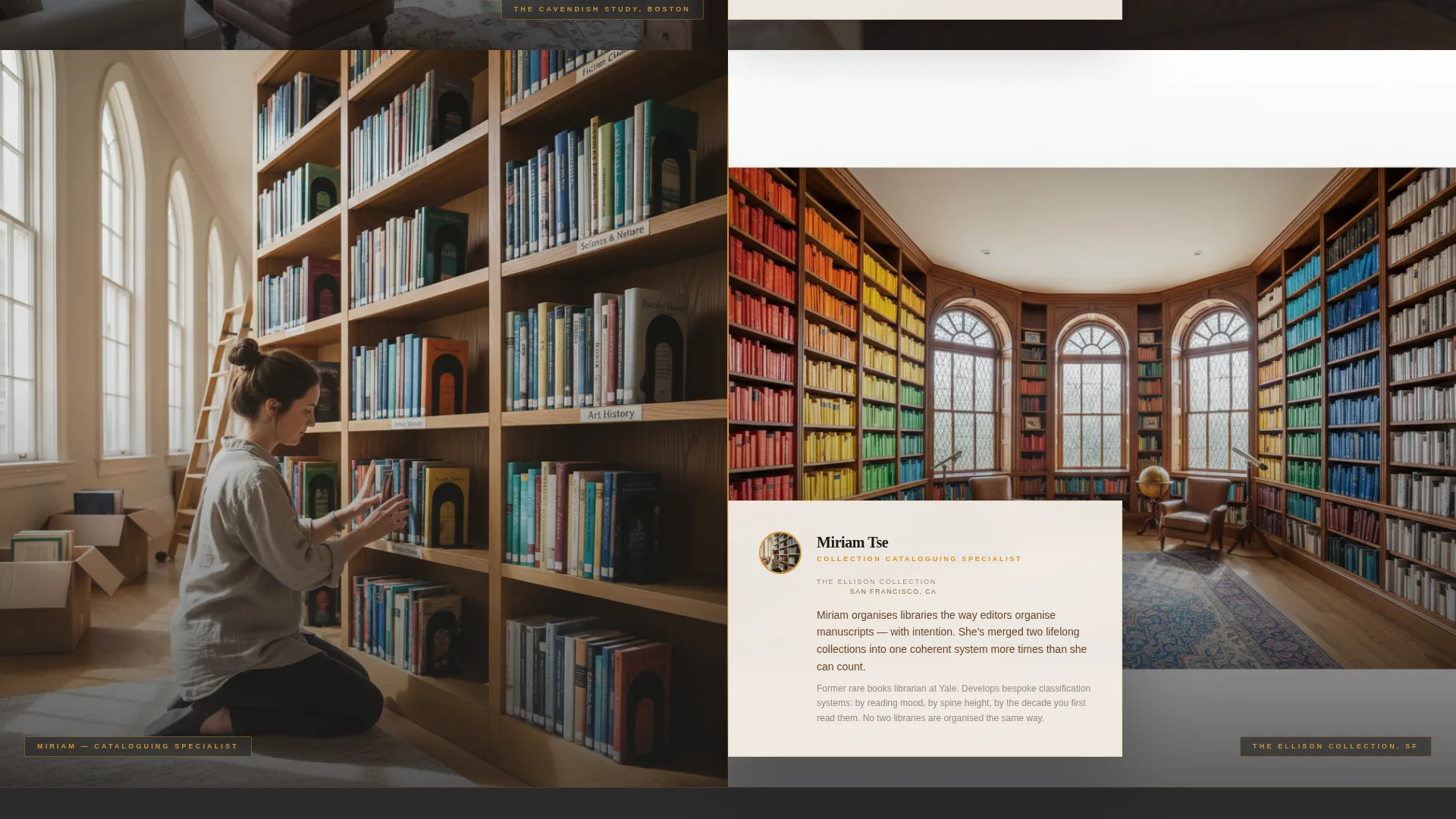 Home Library Design Consulting Landing Page