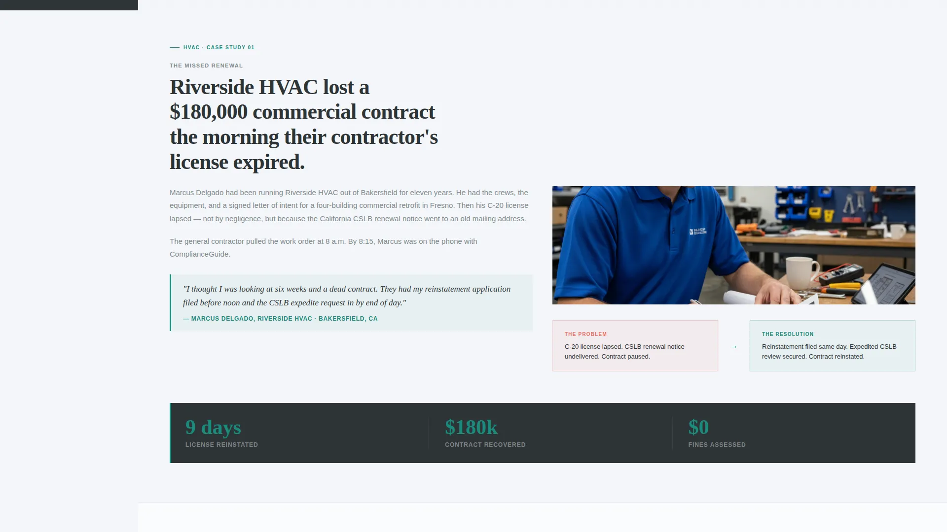 Home Services Compliance Consultant Landing Page