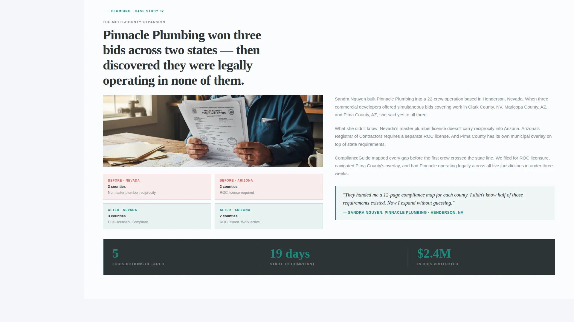 Home Services Compliance Consultant Landing Page