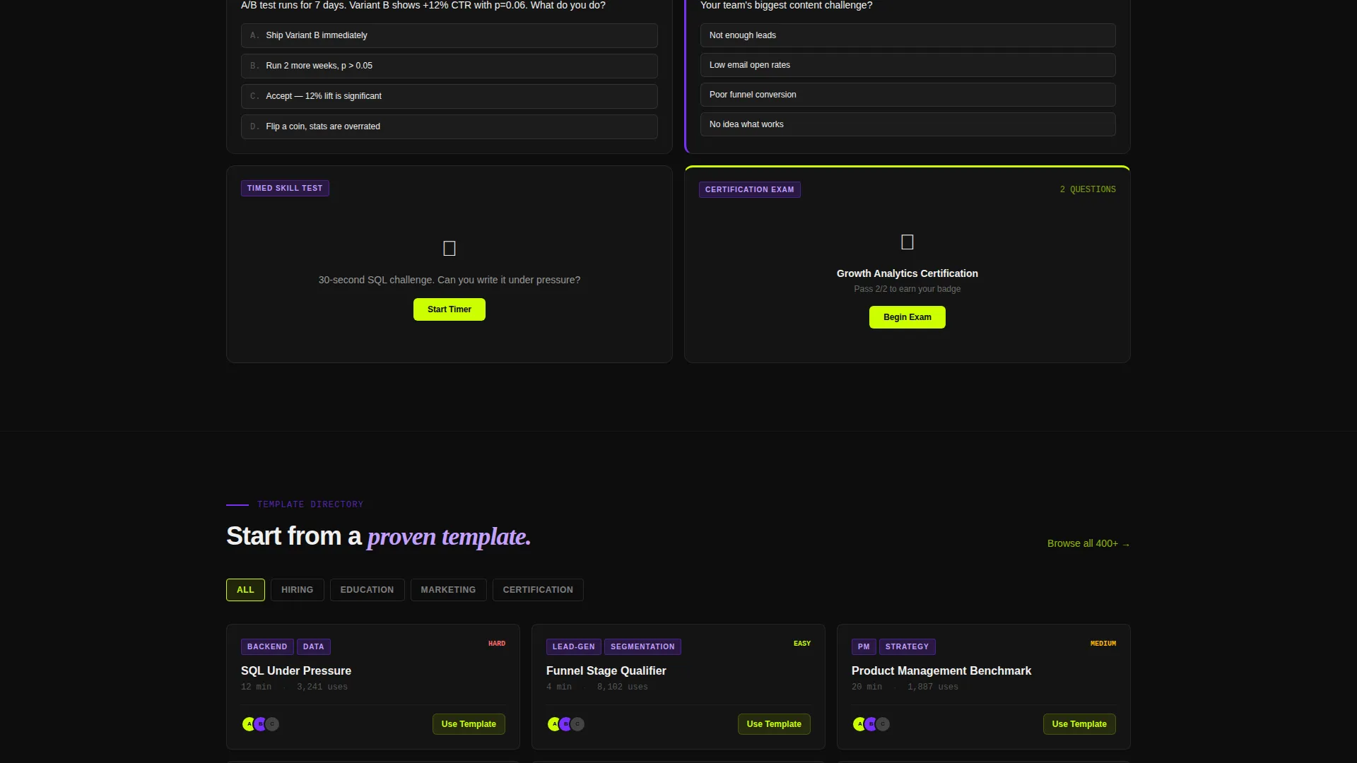 Powerful Quiz Builder | Free Website Template | Rocket