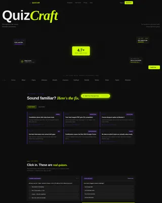 Powerful Quiz Builder | Free Website Template | Rocket