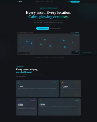 Asset Tracking Landing Page Template | Card Grid