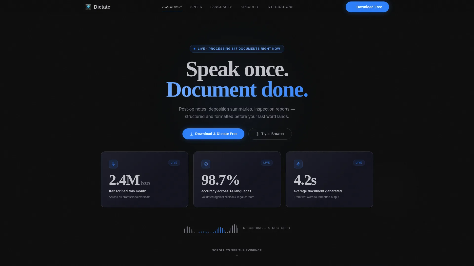 Audio Documentation App Landing Page Template