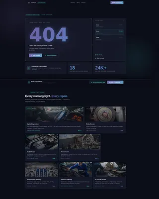 Auto Repair Shop 404 Error Page Landing Page Template