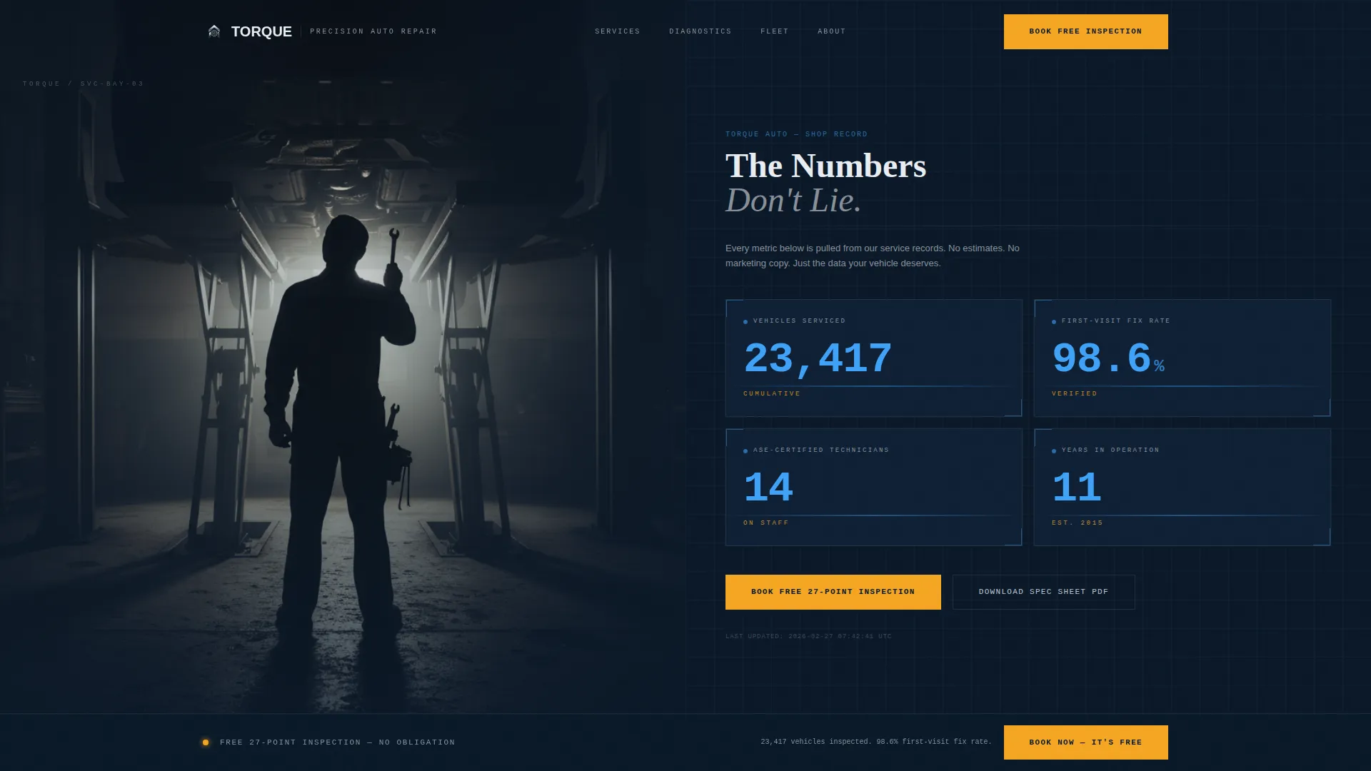 Precision Auto Repair Shop Landing Page Template
