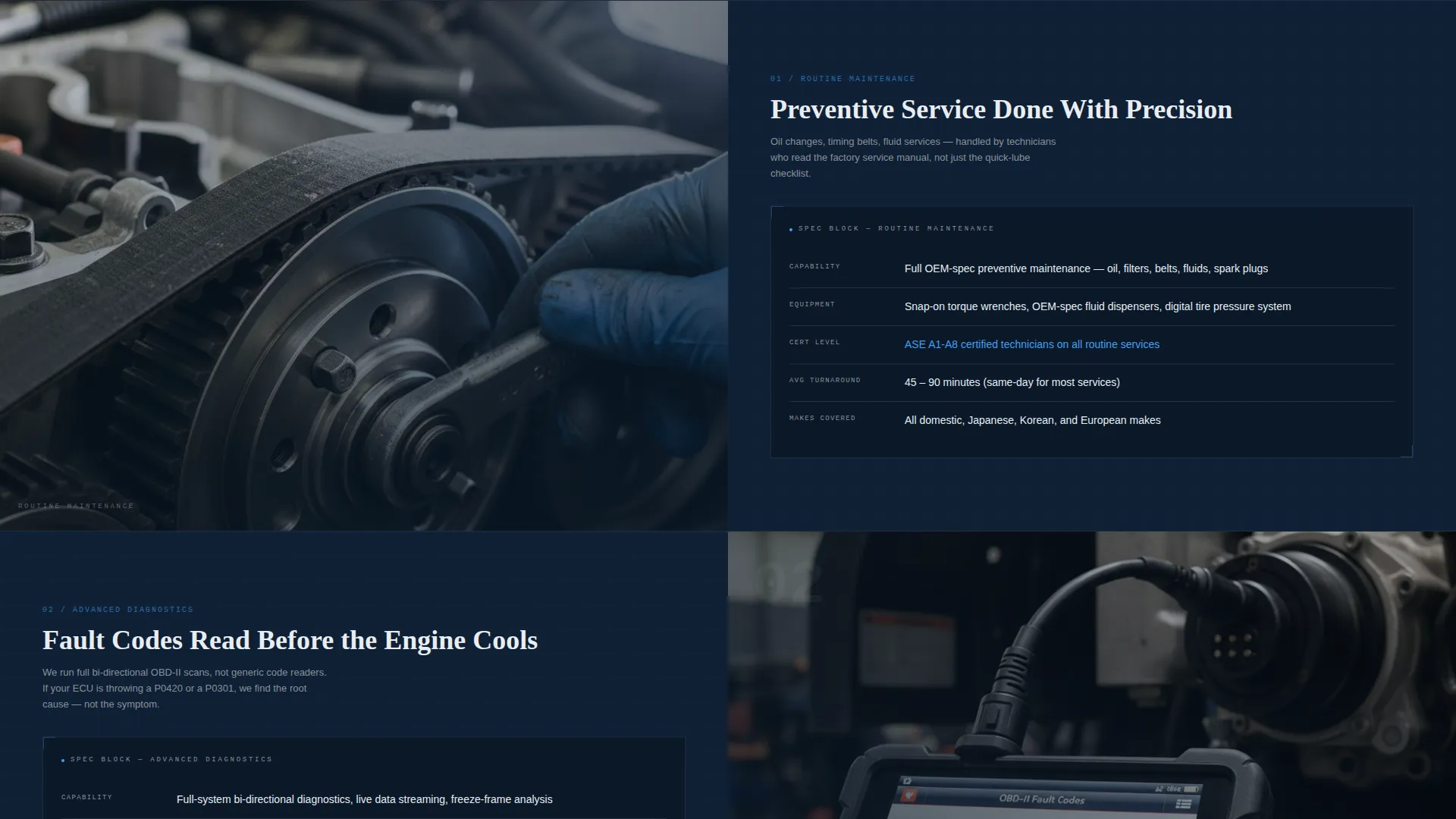 Precision Auto Repair Shop Landing Page Template