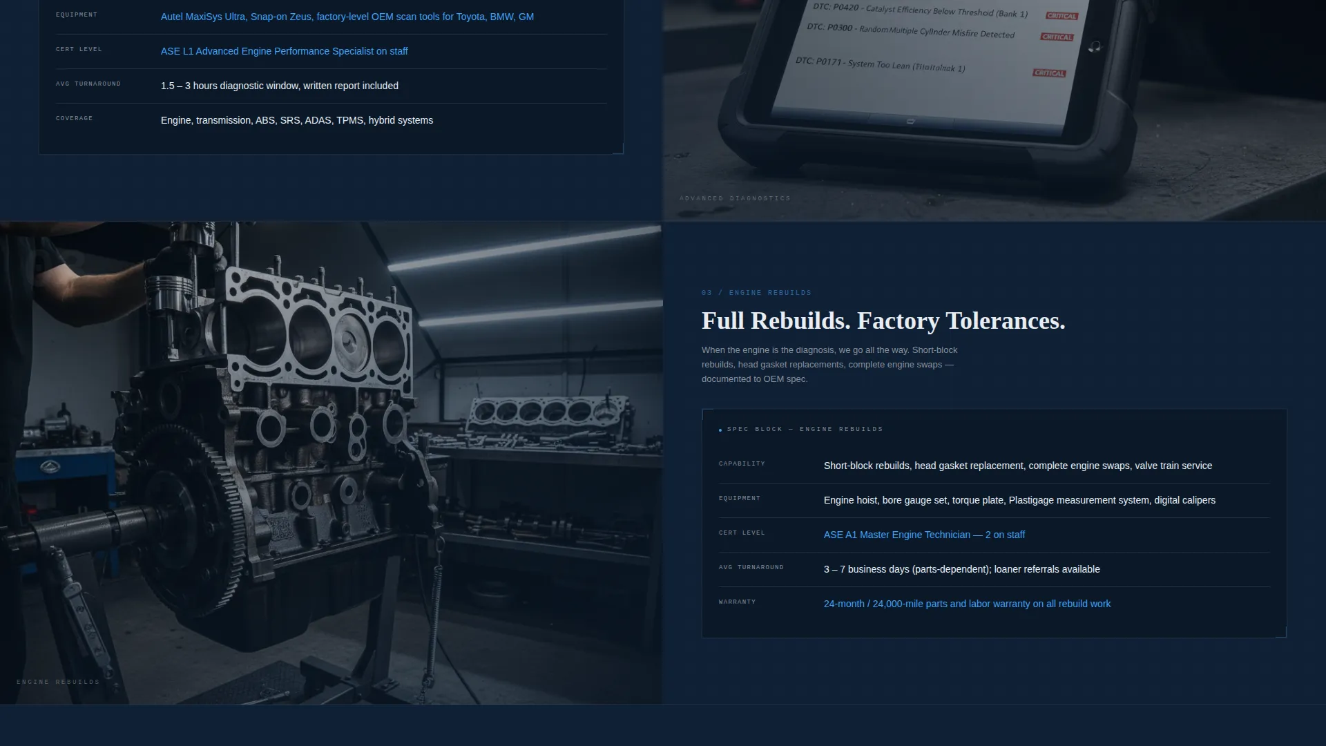 Precision Auto Repair Shop Landing Page Template