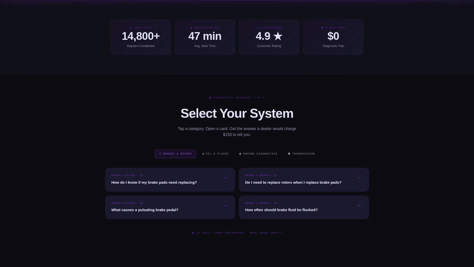 Auto Repair Shop FAQ Website Template