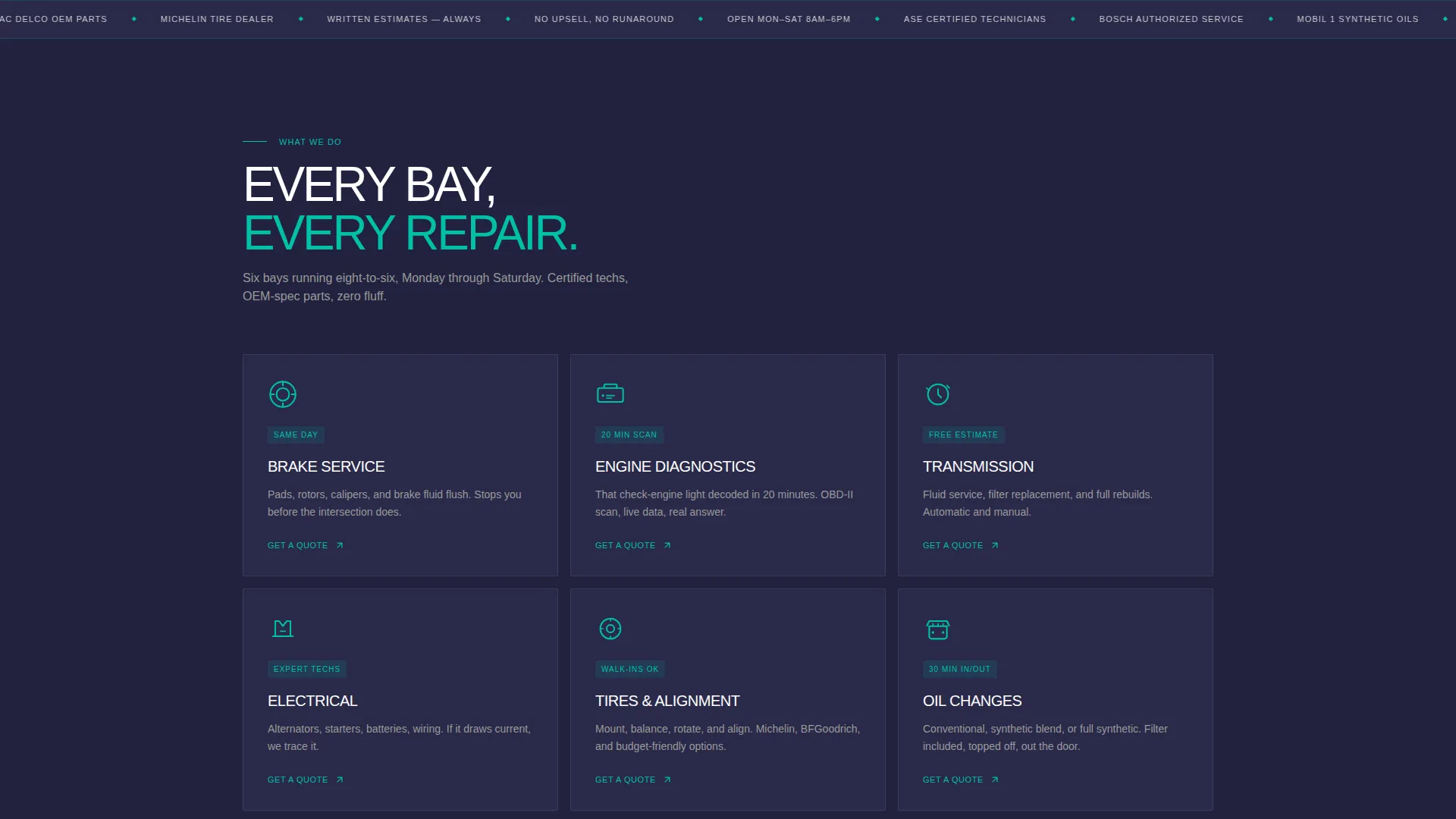 Bold Auto Repair Shop Landing Page Template