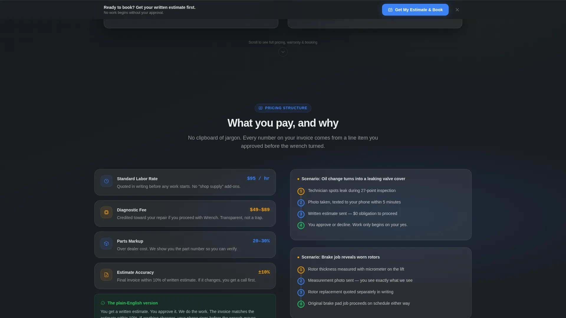 Auto Repair Shop Terms of Service Landing Page