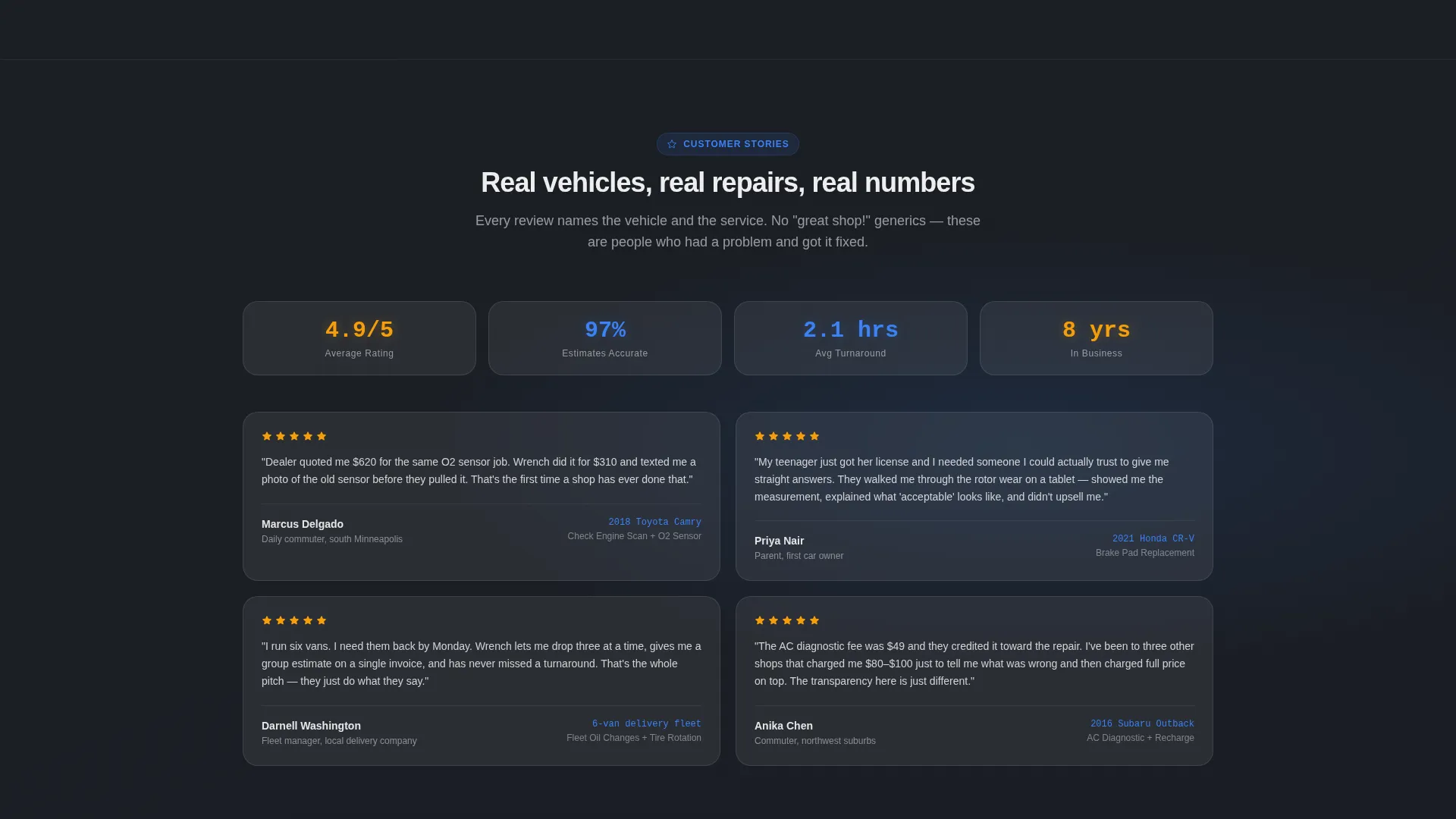 Auto Repair Shop Terms of Service Landing Page