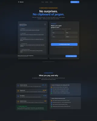 Auto Repair Shop Terms of Service Landing Page