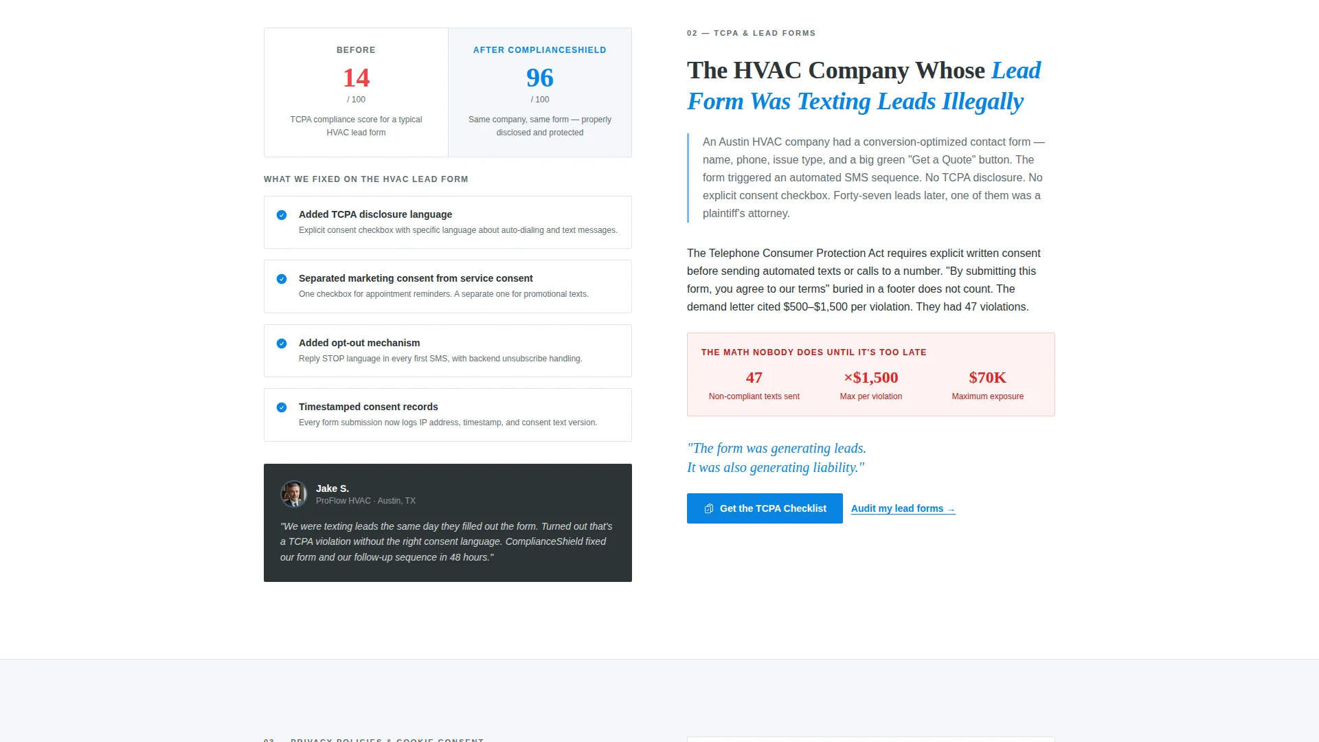 Home Services Compliance Landing Page Template