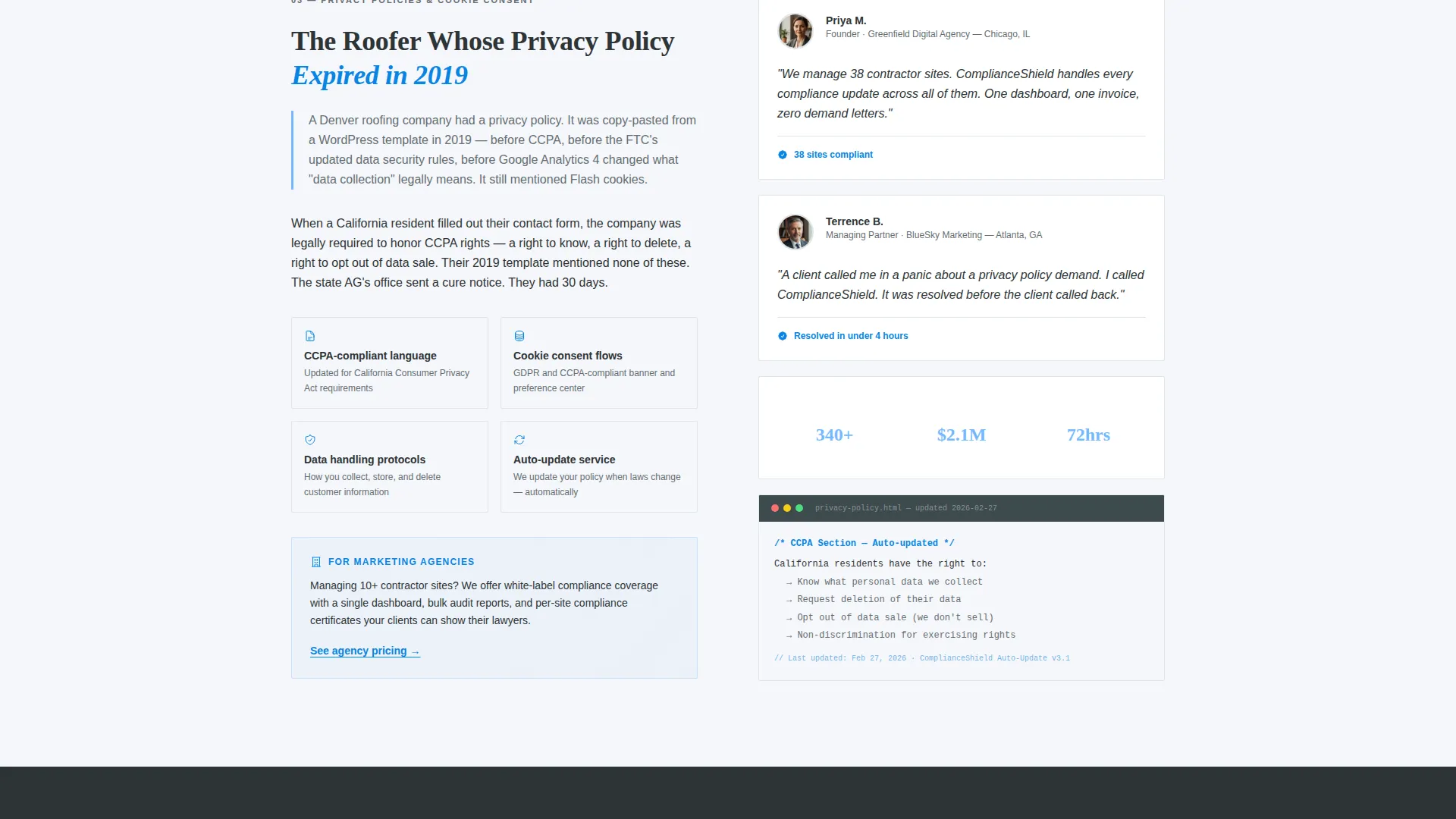 Home Services Compliance Landing Page Template