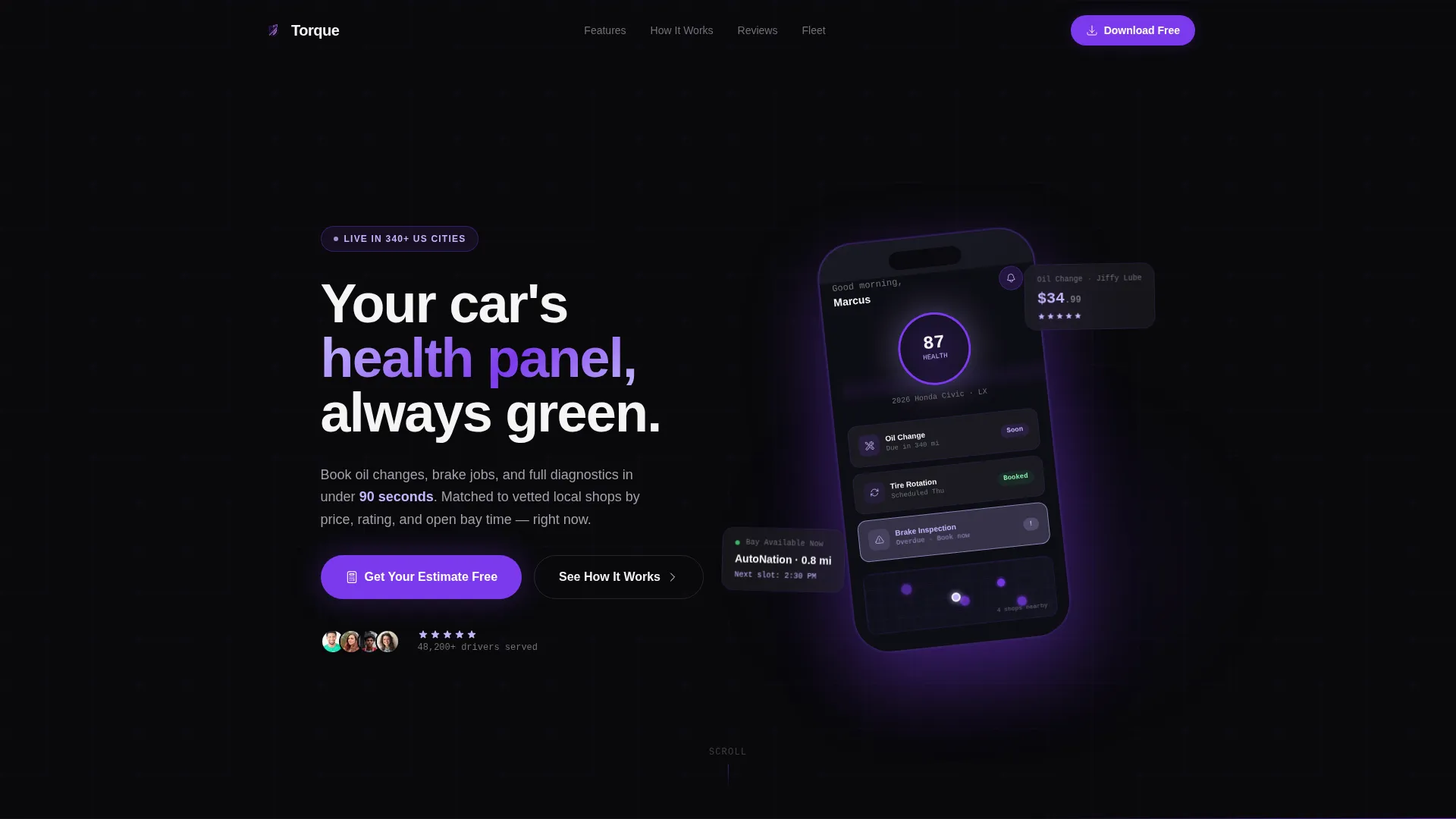 Auto Service Booking App Landing Page Template