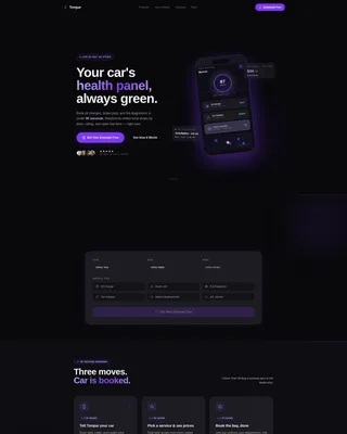 Auto Service Booking App Landing Page Template