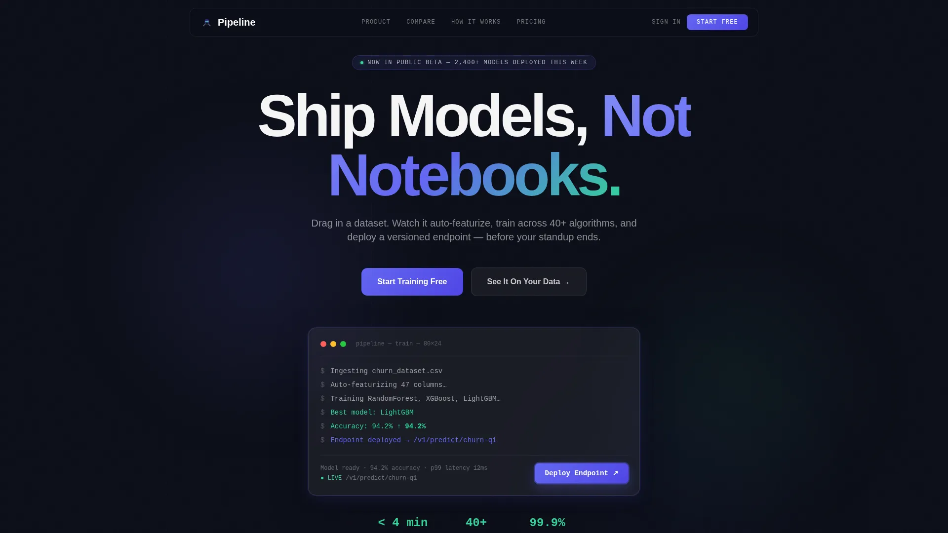 Intelligent AutoML Landing Page Template