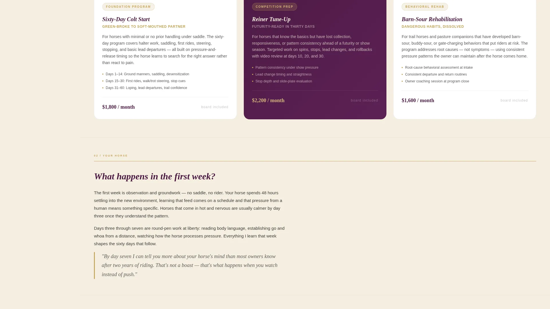 Horse Trainer Booking Landing Page Template
