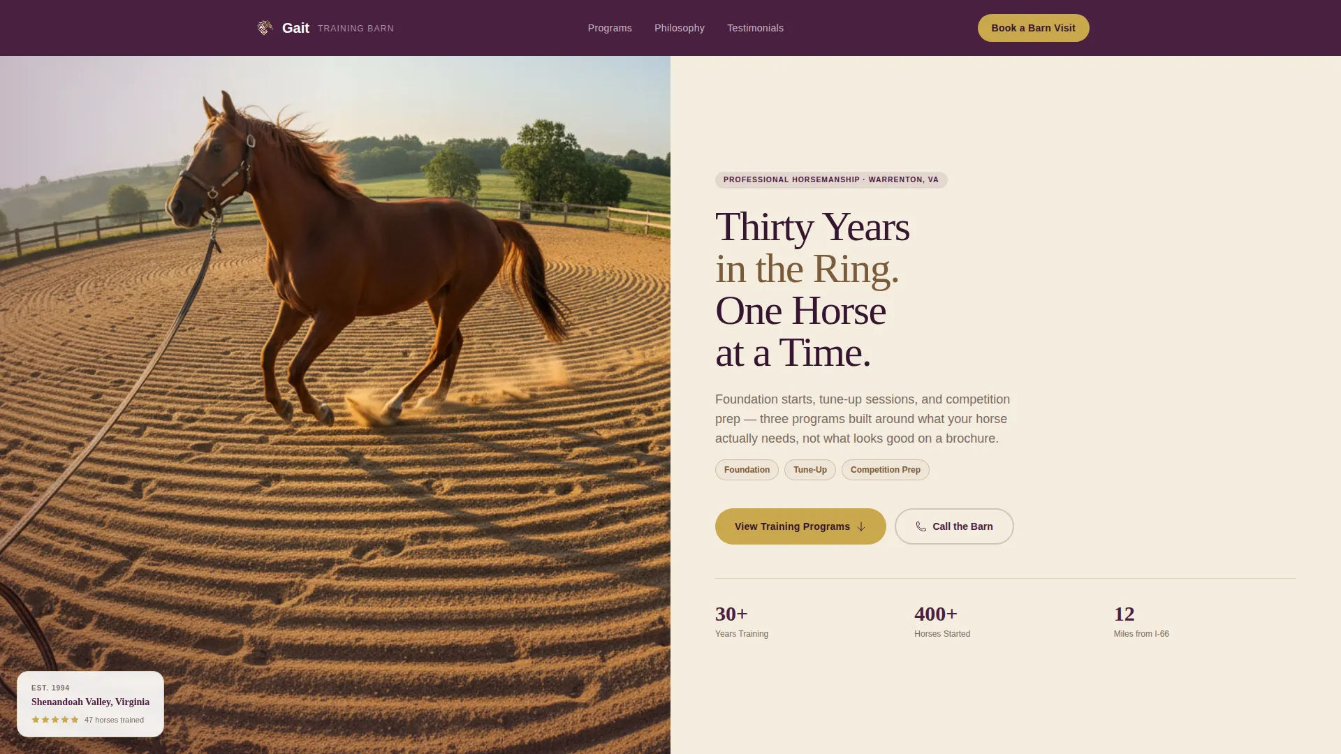 Horse Trainer Landing Page Template