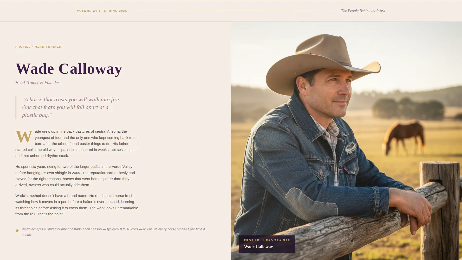 Editorial Horse Trainer Landing Page Template