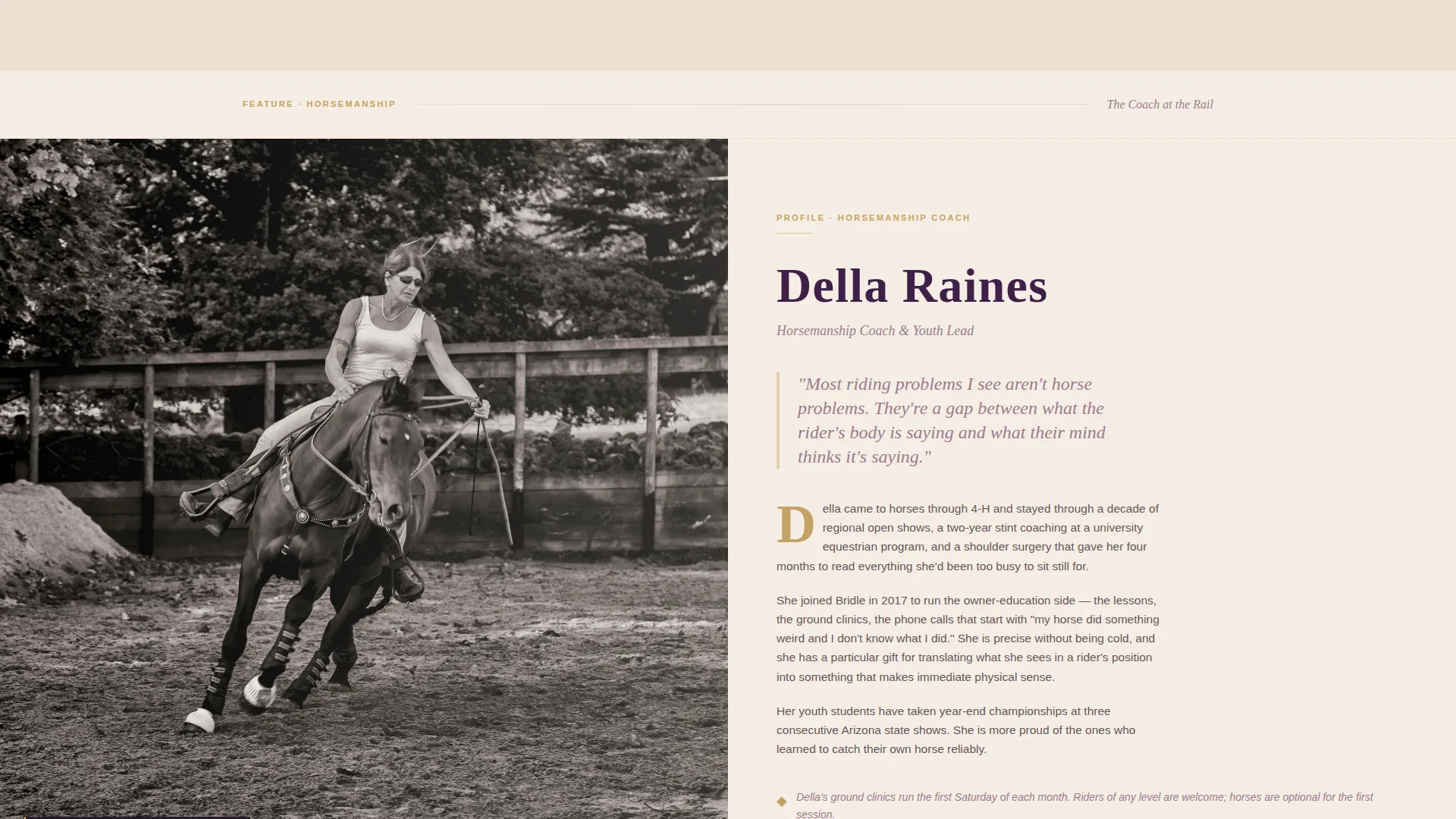 Editorial Horse Trainer Landing Page Template