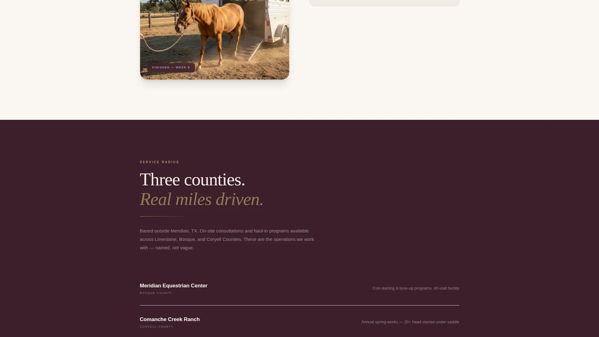 Horse Trainer Service Area Landing Page Template