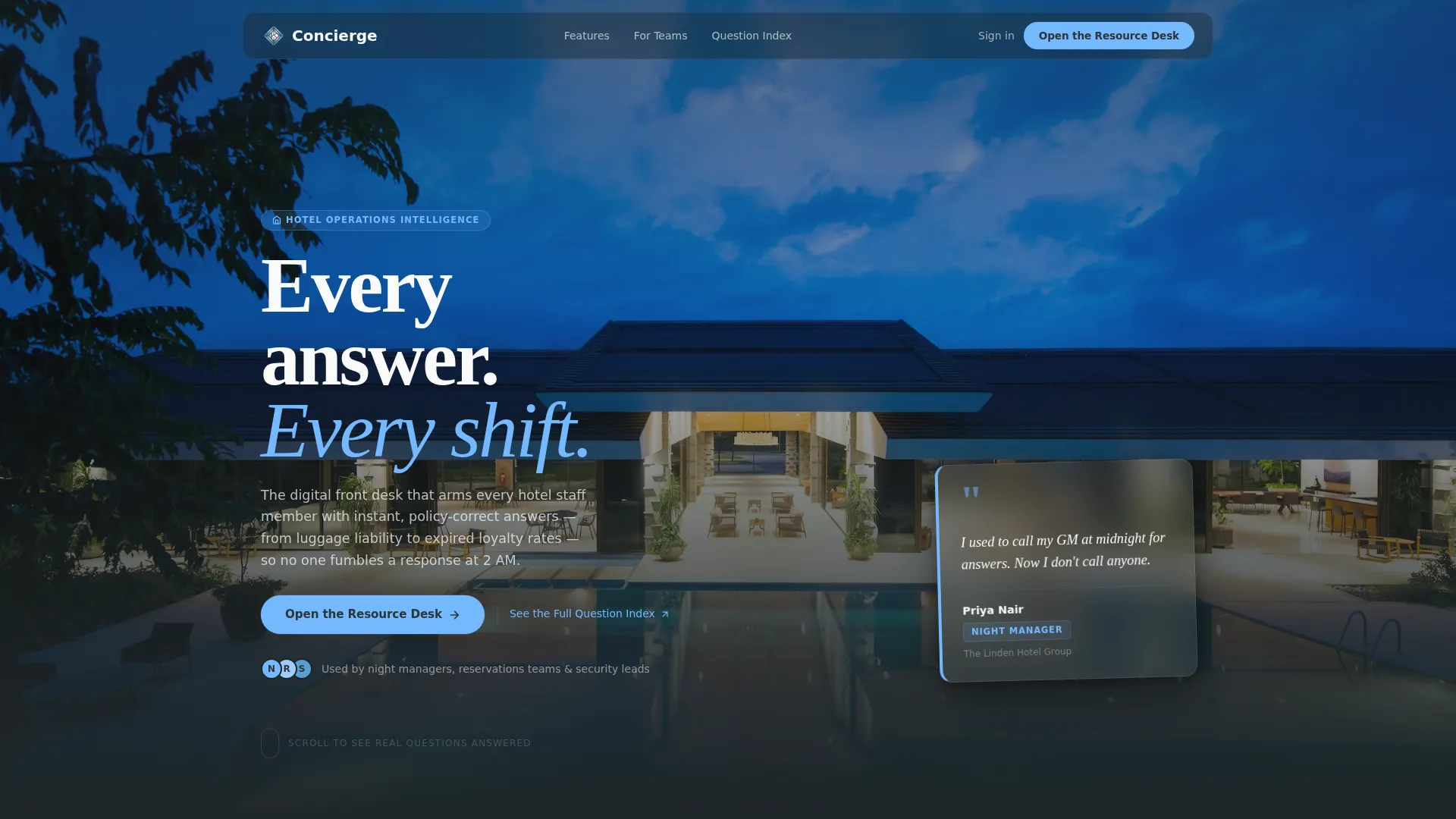 Hotel Staff FAQ & Comparison Table Landing Page