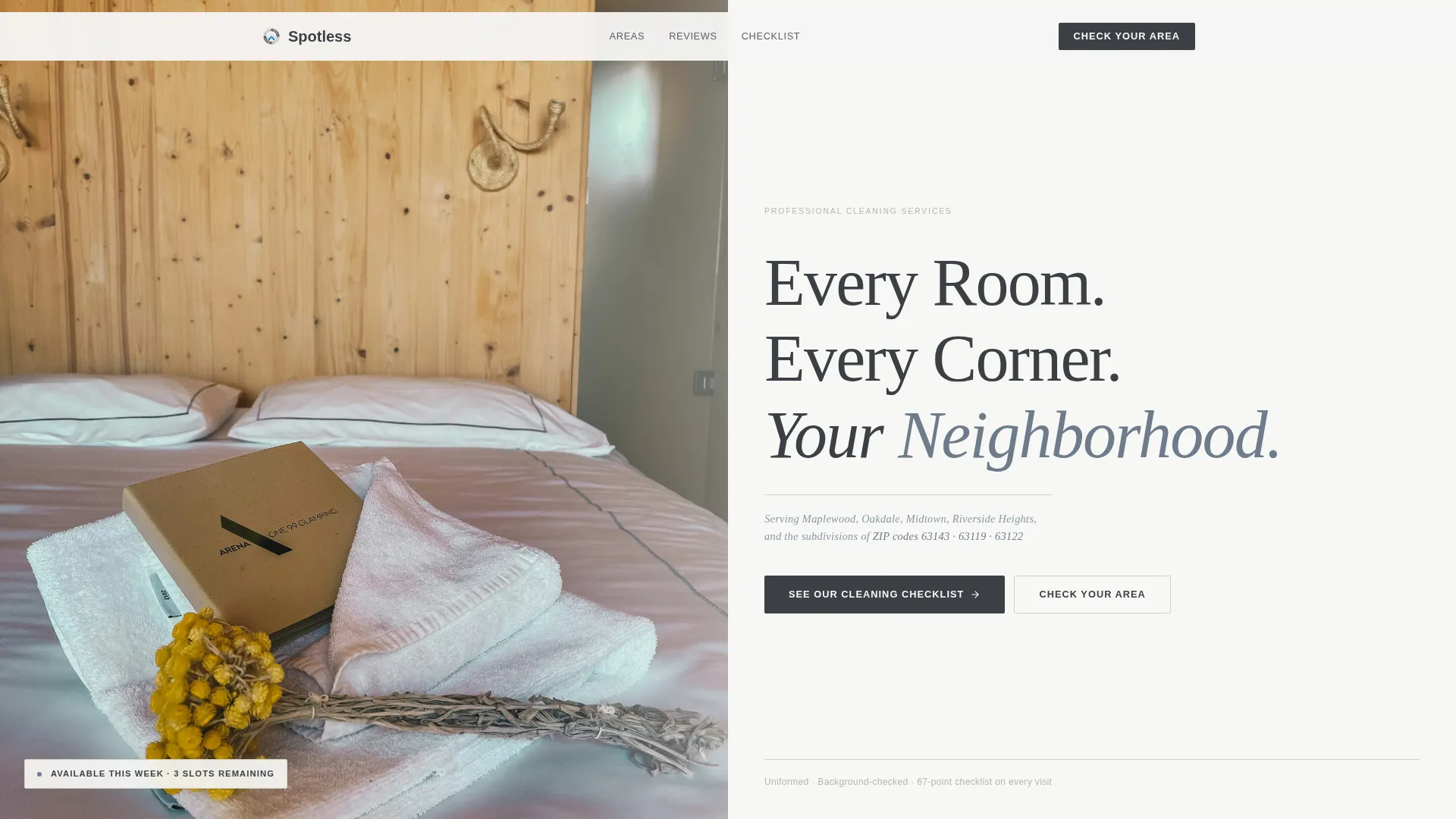 Housekeeping Service Area Landing Page Template
