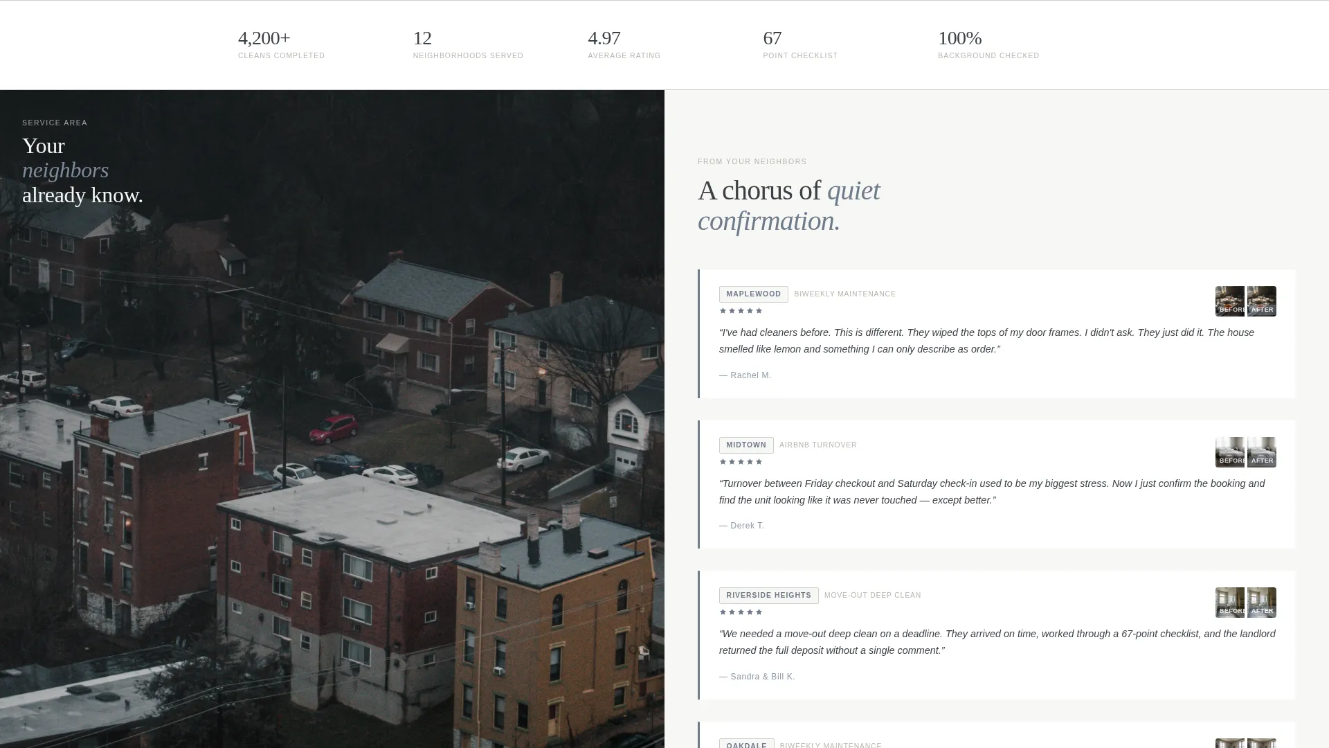 Housekeeping Service Area Landing Page Template